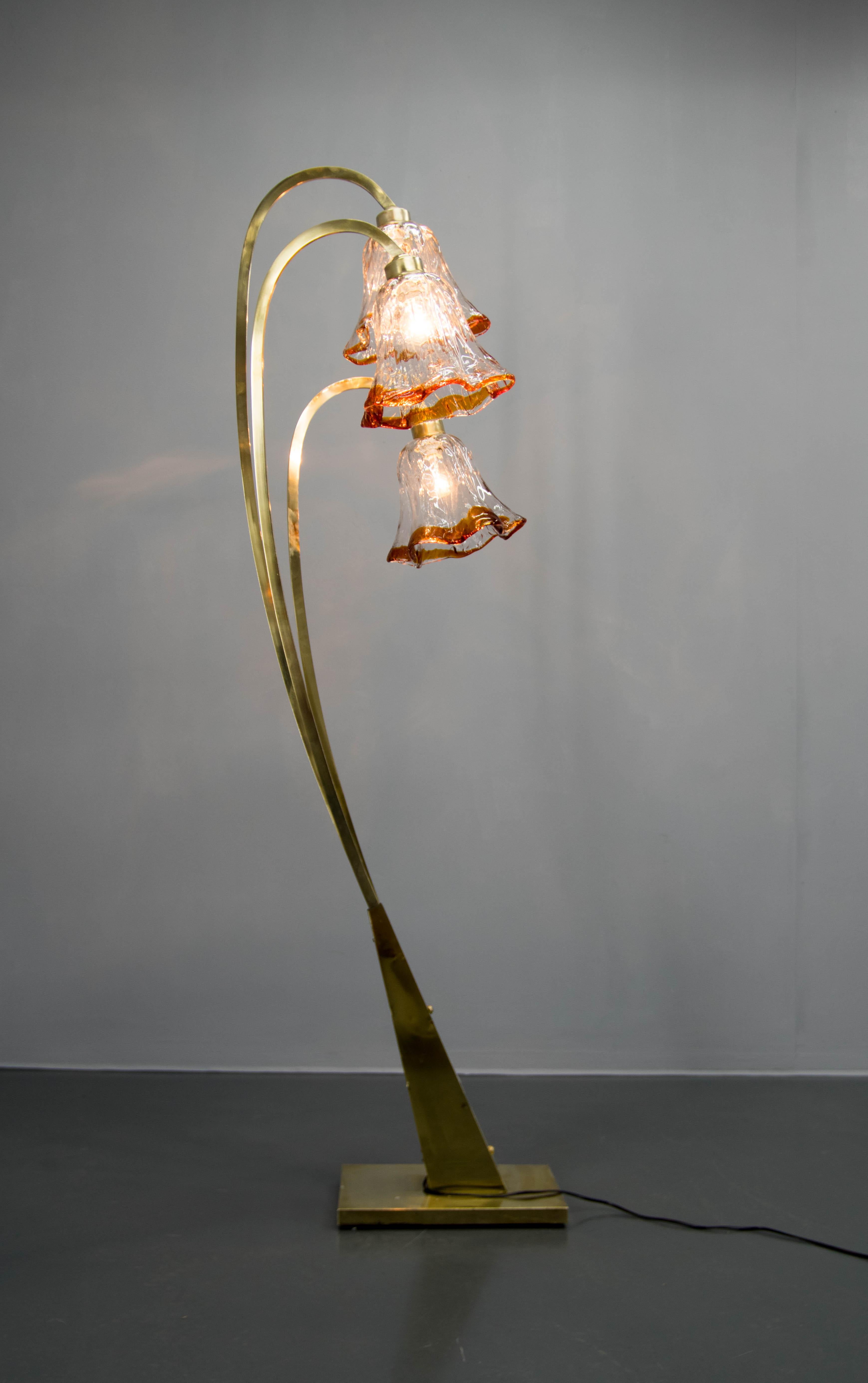 Mid-Century Modern Murano Glass Floor Lamp, Italy, 1980s For Sale
