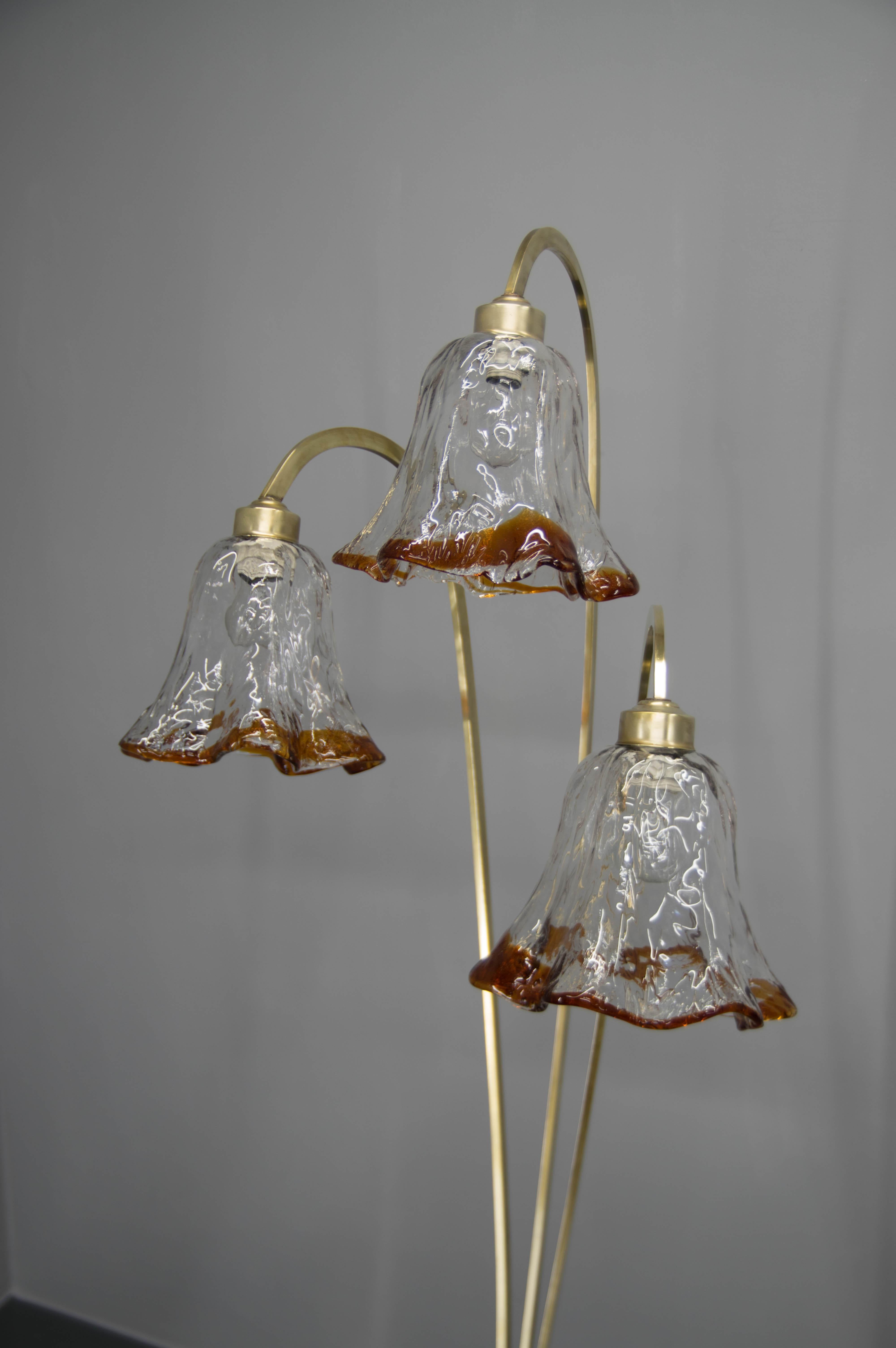 Brass Murano Glass Floor Lamp, Italy, 1980s For Sale