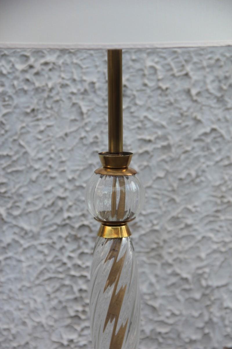 Mid-20th Century Murano Glass Floor Lamp Mid-Century Modern Italian Design 1940 Brass Portoro