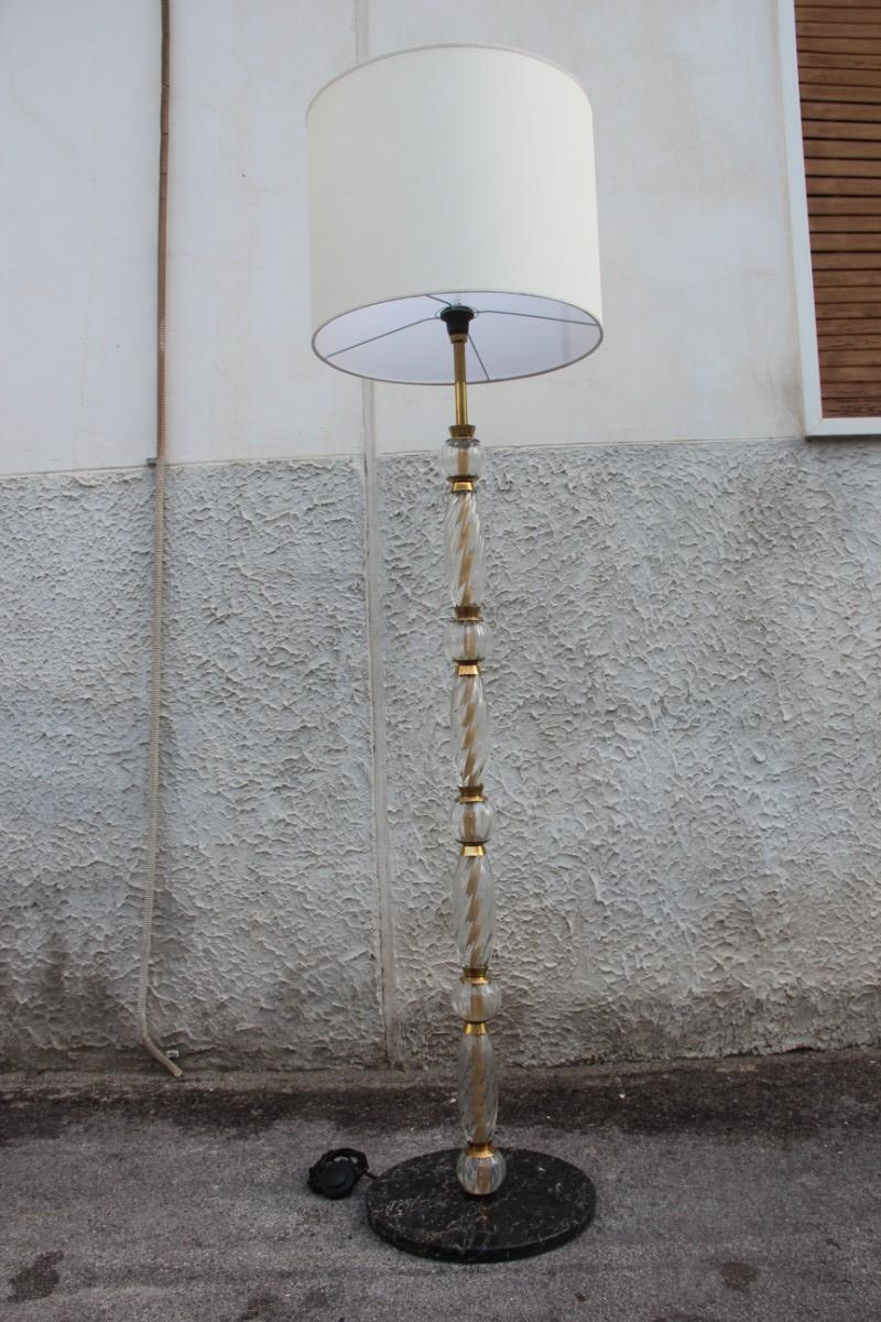 Murano Glass Floor Lamp Mid-Century Modern Italian Design 1940 Brass Portoro 1