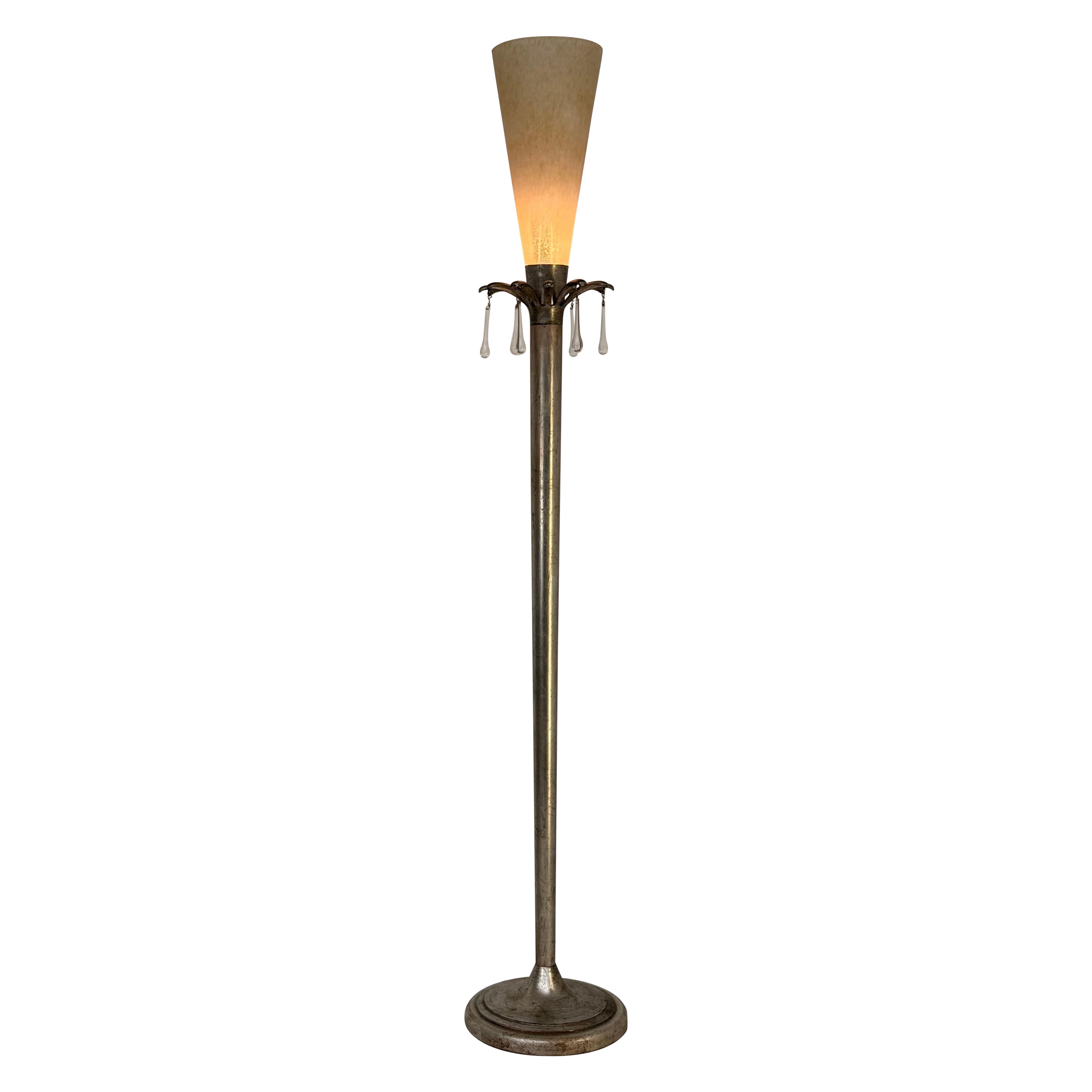 Murano Glass Floor Lamp with Bronze Patinated Base 1950s
