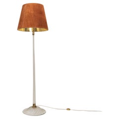Murano Glass Floor Lamp with Suede Shade by Carlo Scarpa for Venini, Italy 1940s