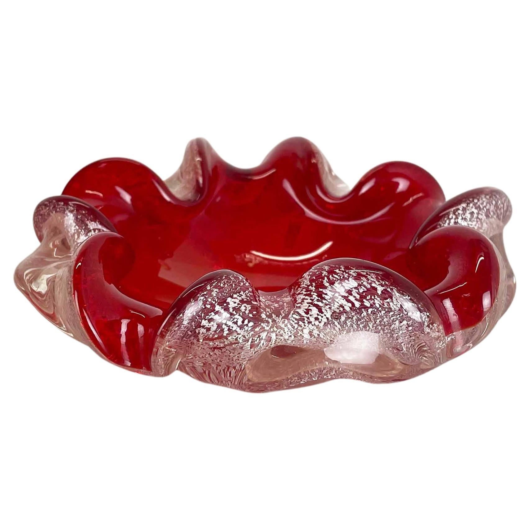 Murano Glass "Floral" Bowl Element Shell Ashtray by Barovier + Toso, Italy, 1970
