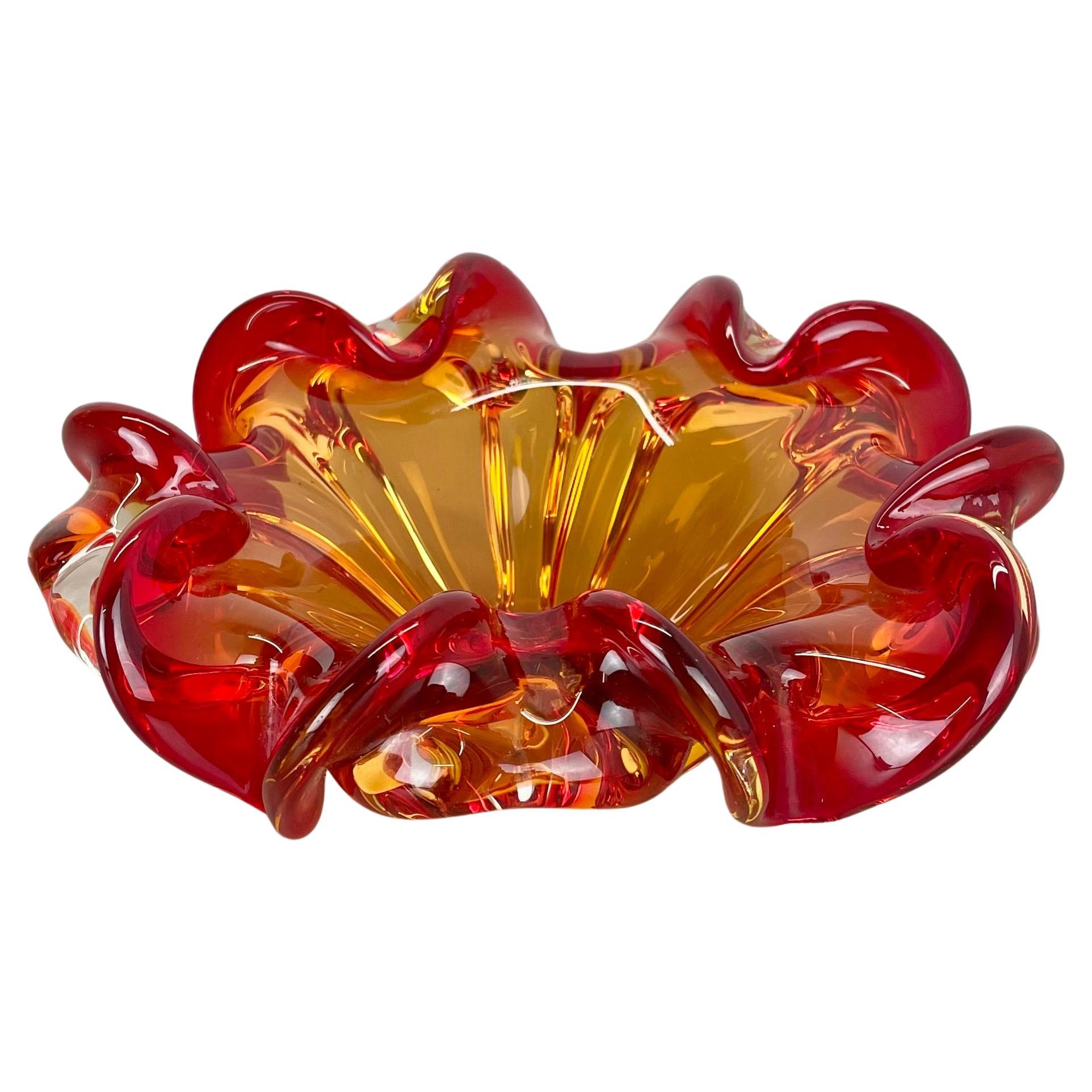Cendrier floral en verre de Murano par Barovier + Toso, Italie, 1970