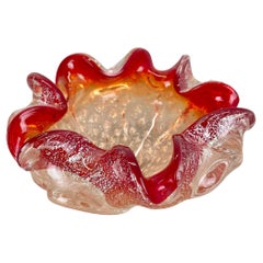 Cenicero de concha de elemento de cuenco "Floral" de cristal de Murano de Barovier + Toso, Italia, 1970