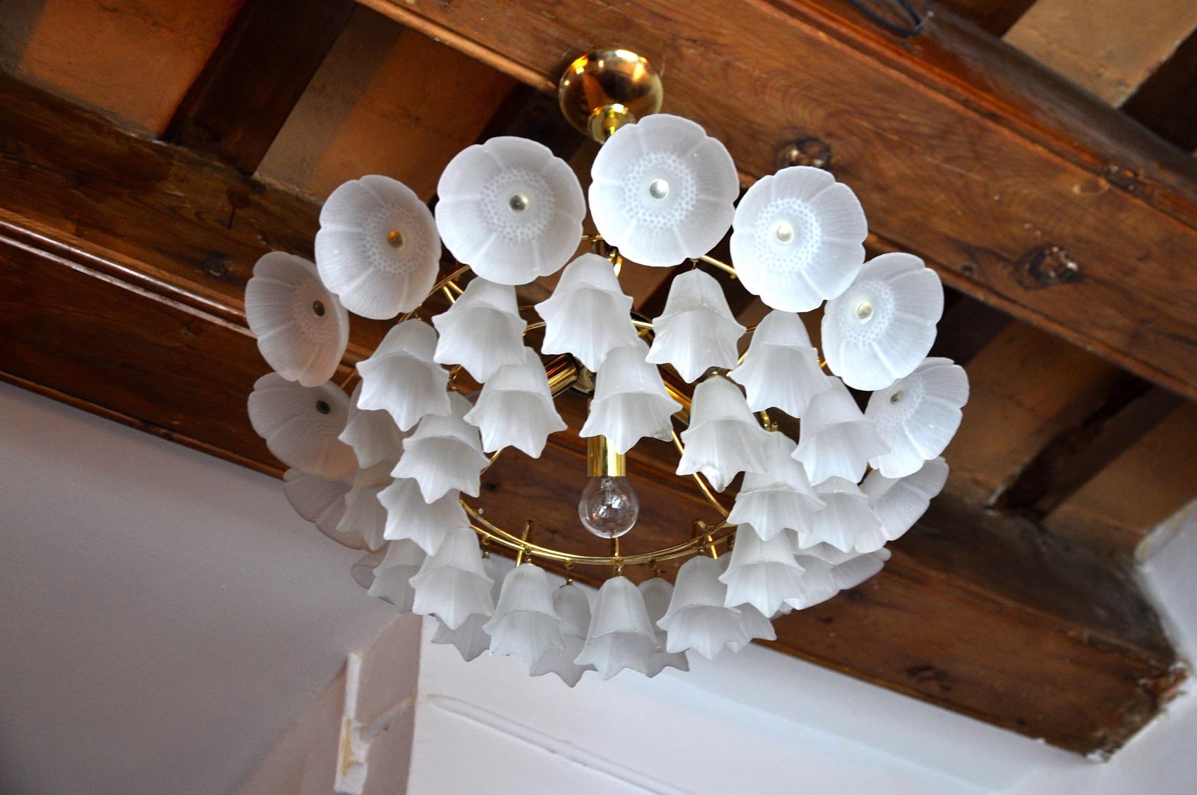 Italian Murano Glass Floral Chandelier, Italy, 1970s For Sale