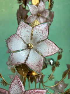 Murano Glass Floral Chandelier Italy 1980 lightning vintage design