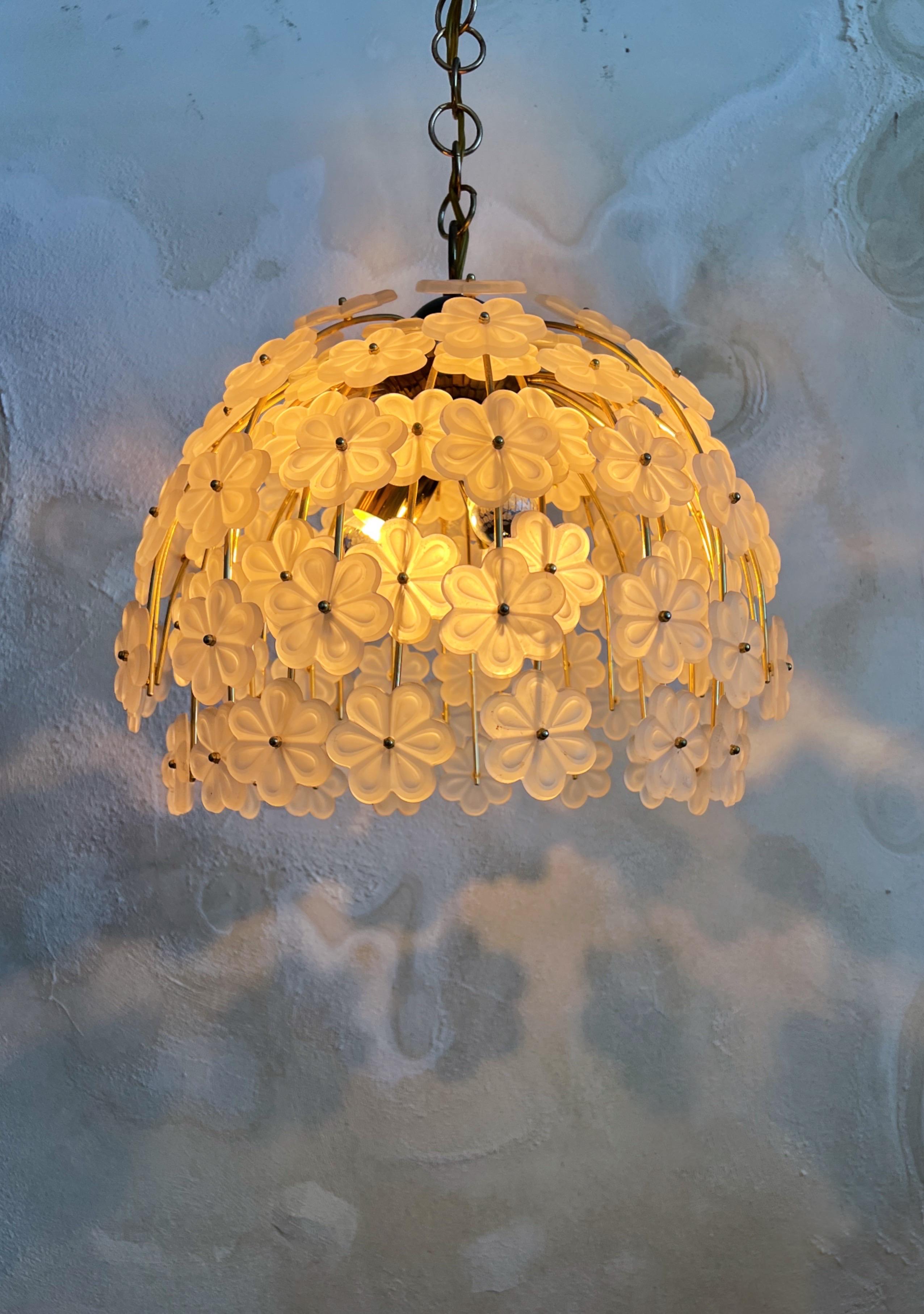 Murano Glas florale Kronleuchter MidCentury Modern Italien 1980er im Angebot 9