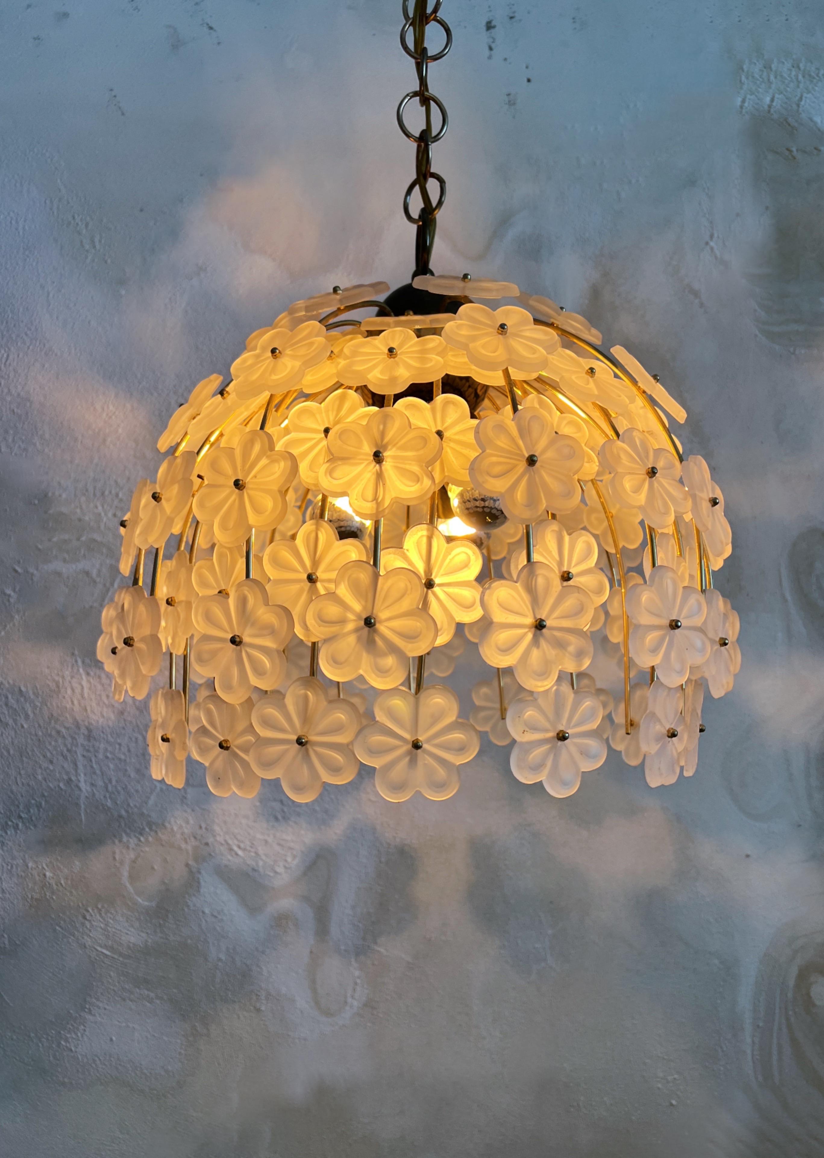 Murano Glas florale Kronleuchter MidCentury Modern Italien 1980er im Angebot 10