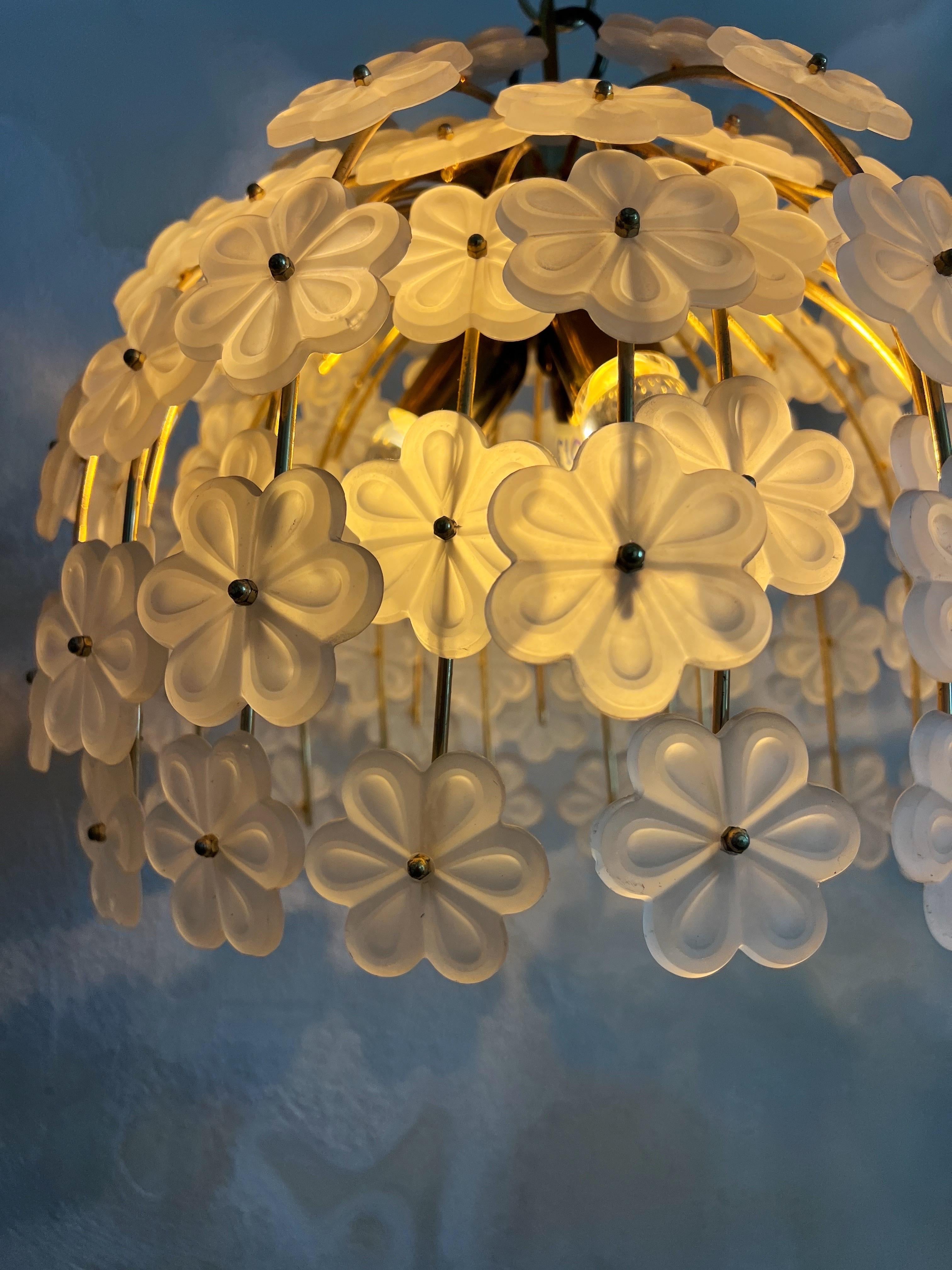 Murano Glas florale Kronleuchter MidCentury Modern Italien 1980er (Italienisch) im Angebot