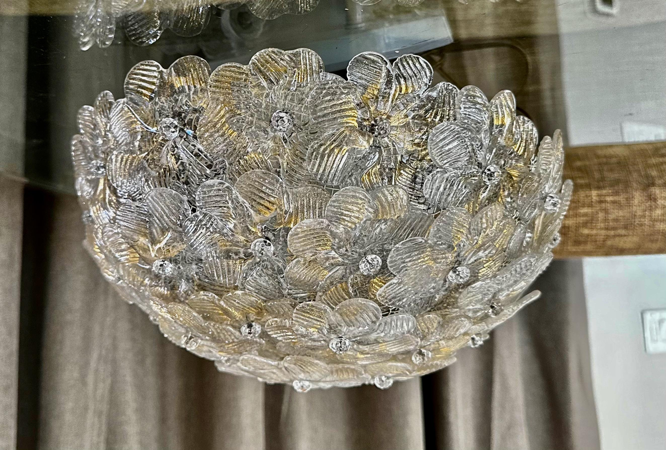 Murano Glass Floral Gold Pendant Flush Mount Light 9