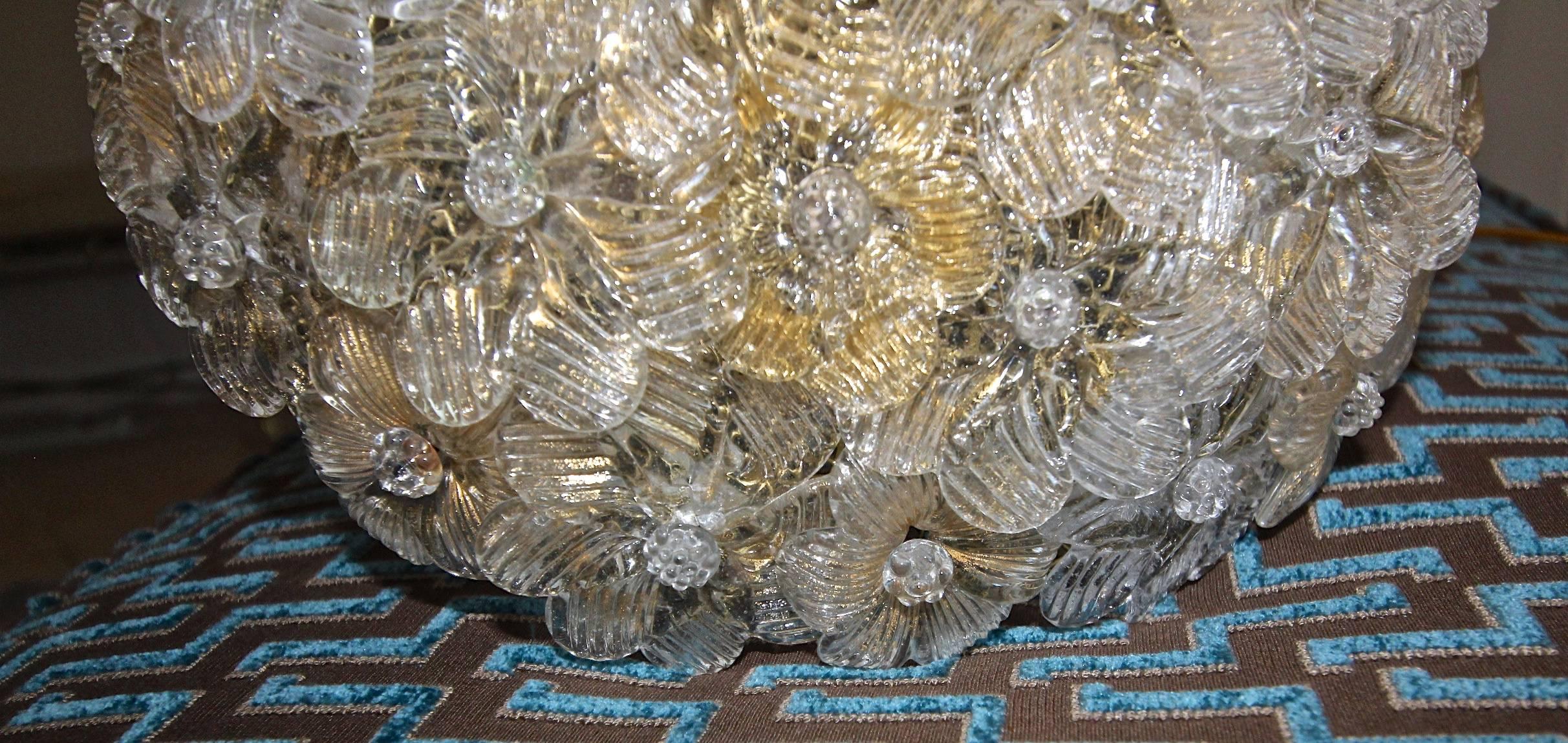 Murano Glass Floral Semi Flush Mount Ceiling Pendant Light 3