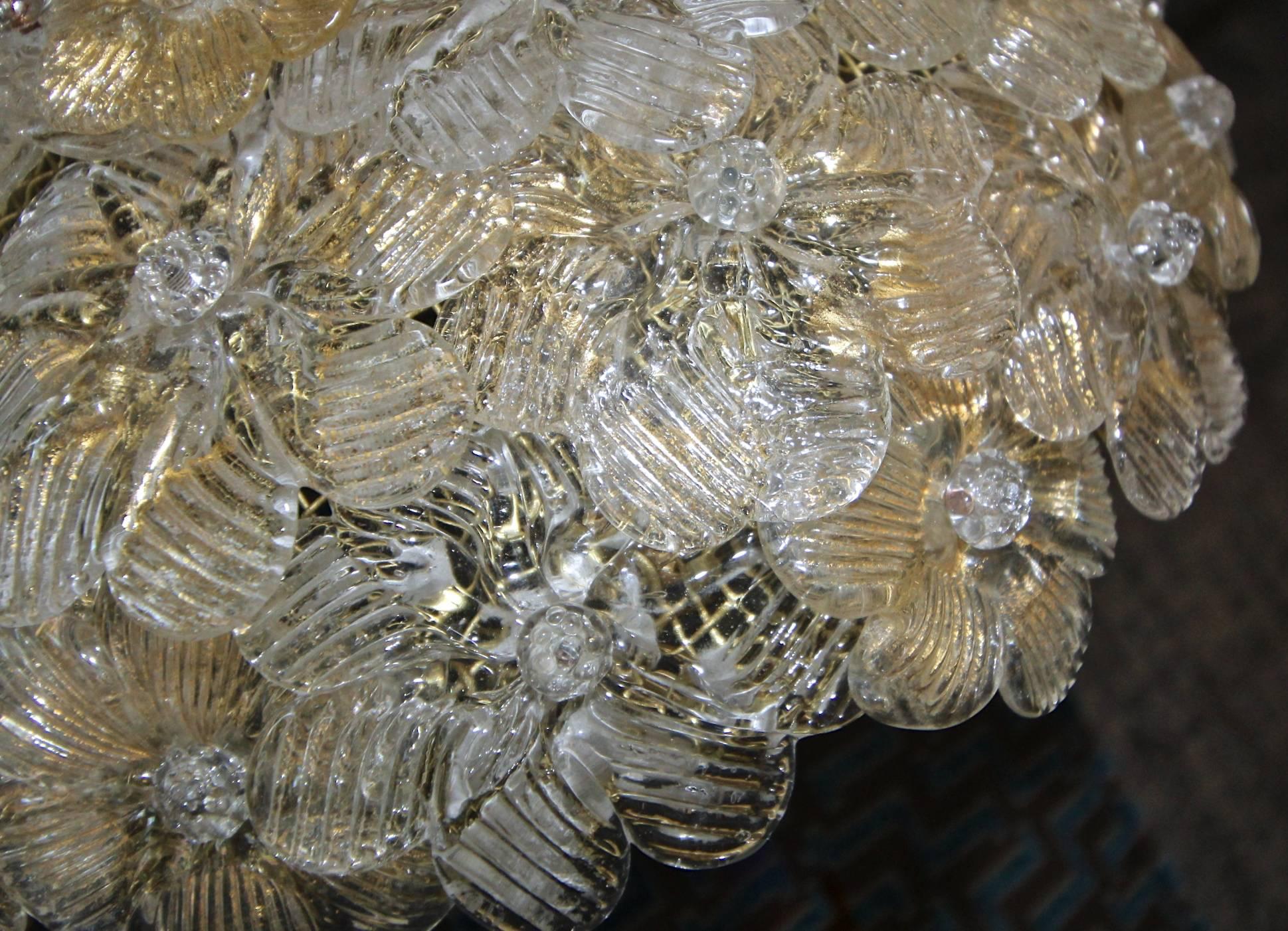 Murano Glass Floral Semi Flush Mount Ceiling Pendant Light 4