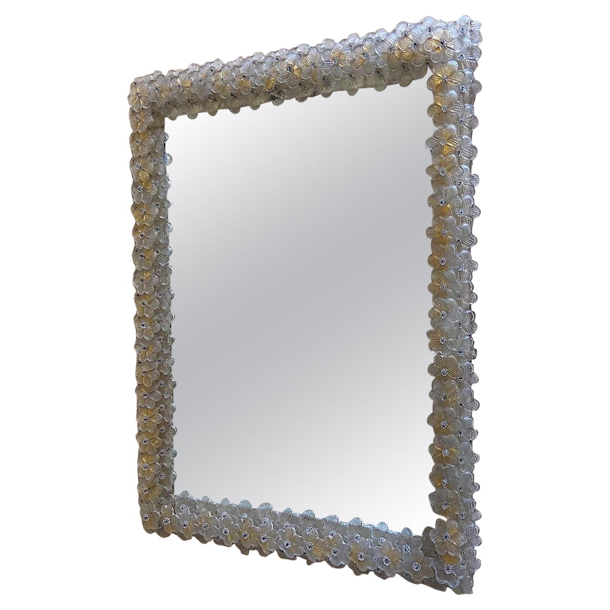 Murano Glass Floral Wall Mirror, 1970s