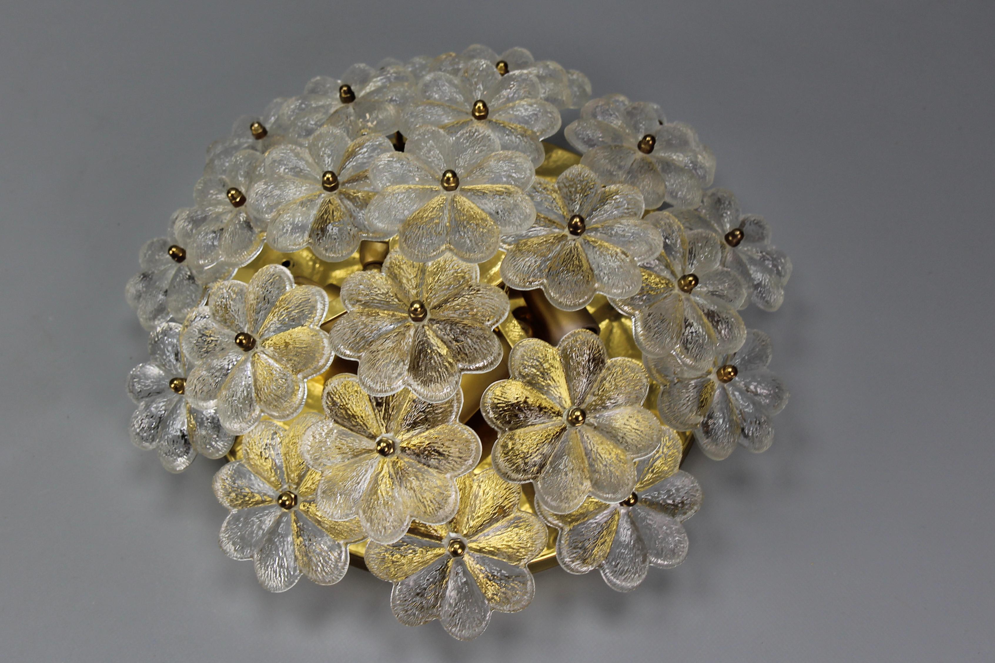 Murano Glass Flower and Brass Flush Mount by Ernst Palme, Germany, 1970s 6