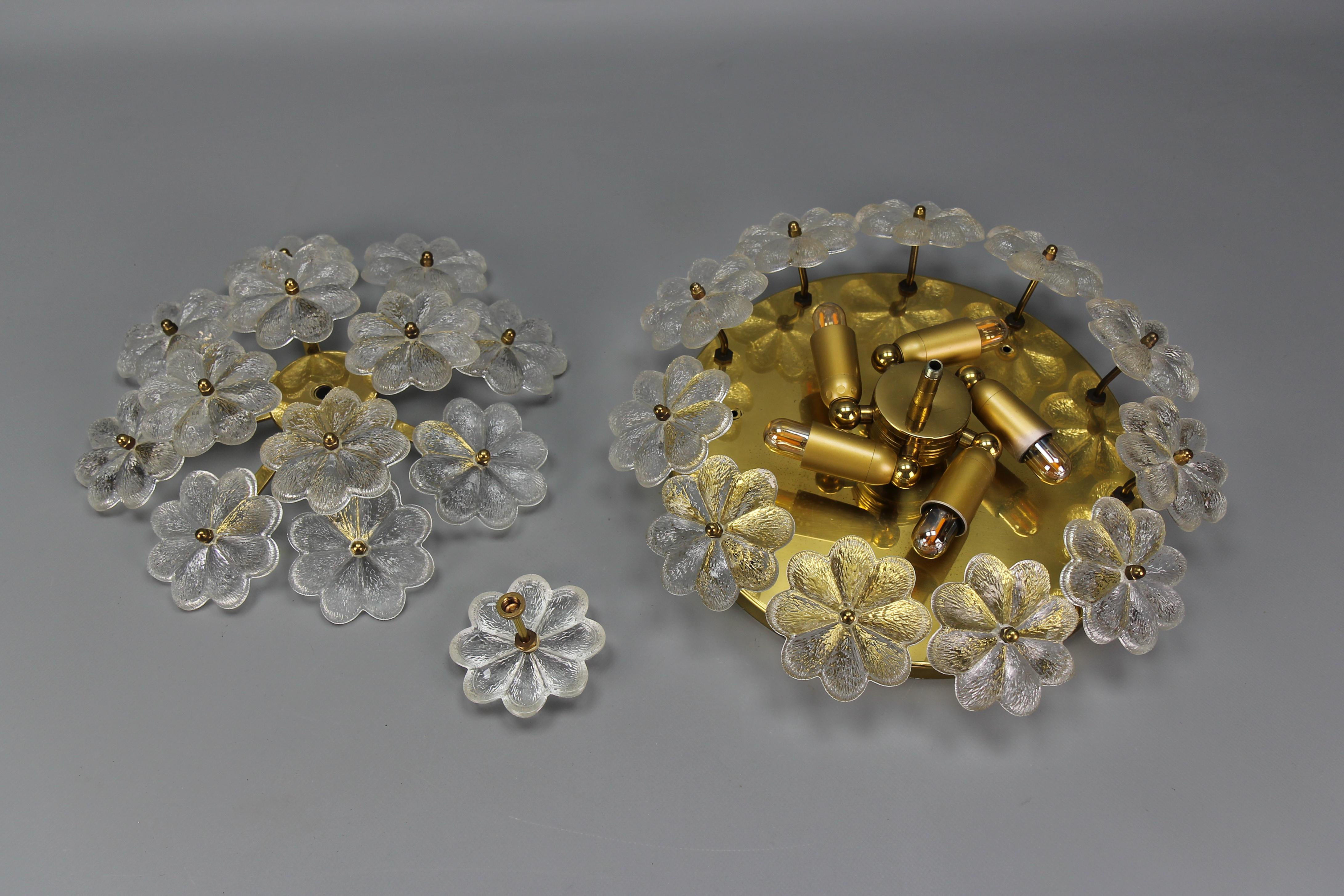 Murano Glass Flower and Brass Flush Mount by Ernst Palme, Germany, 1970s 11