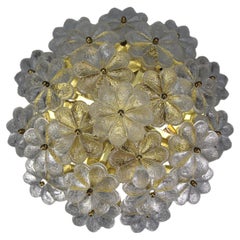 Murano Glass Flower and Brass Flush Mount by Ernst Palme, Germany, 1970s