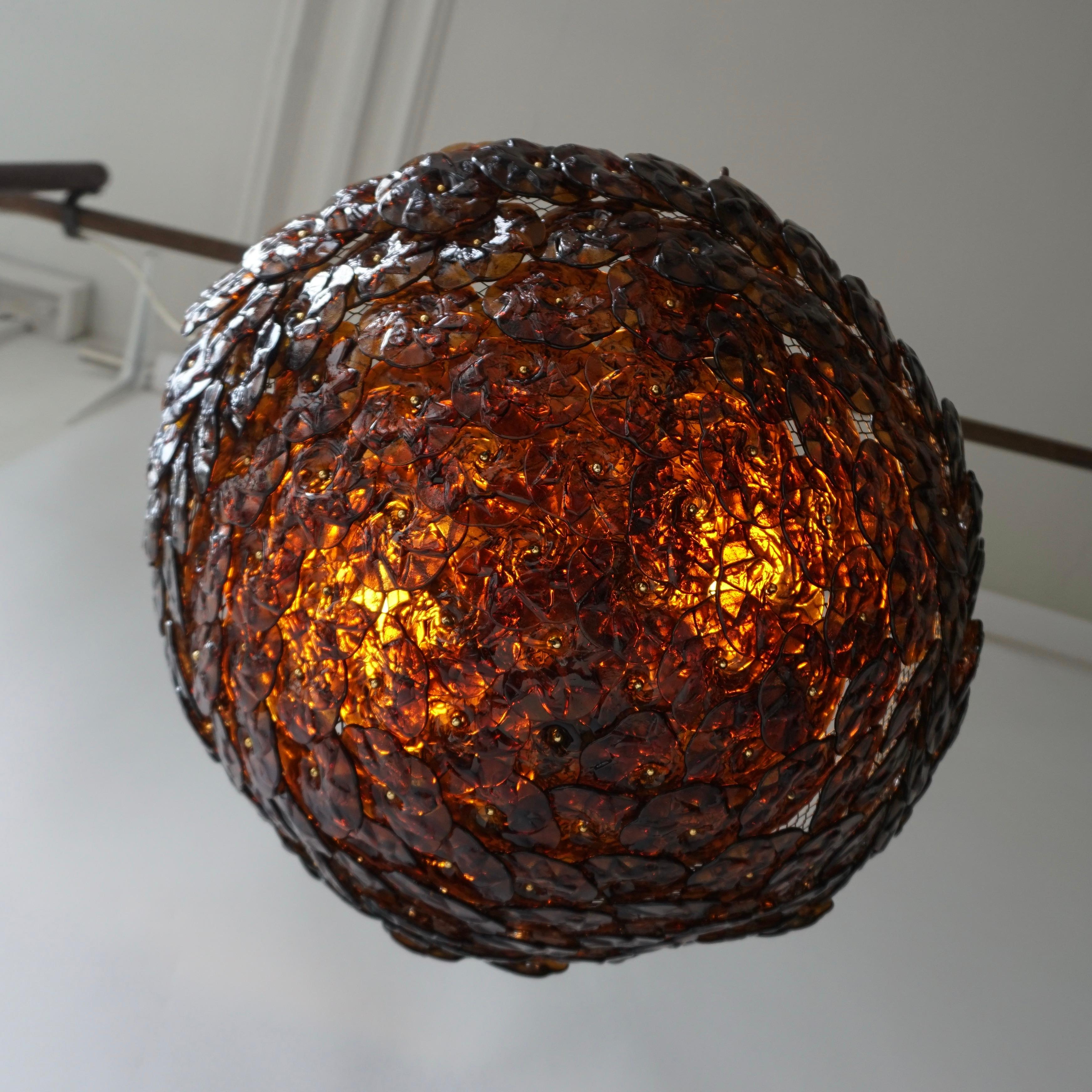 Italian Murano Glass Flower Basket Flush Mount Wall Lamp by Barovier & Toso, 1960s For Sale