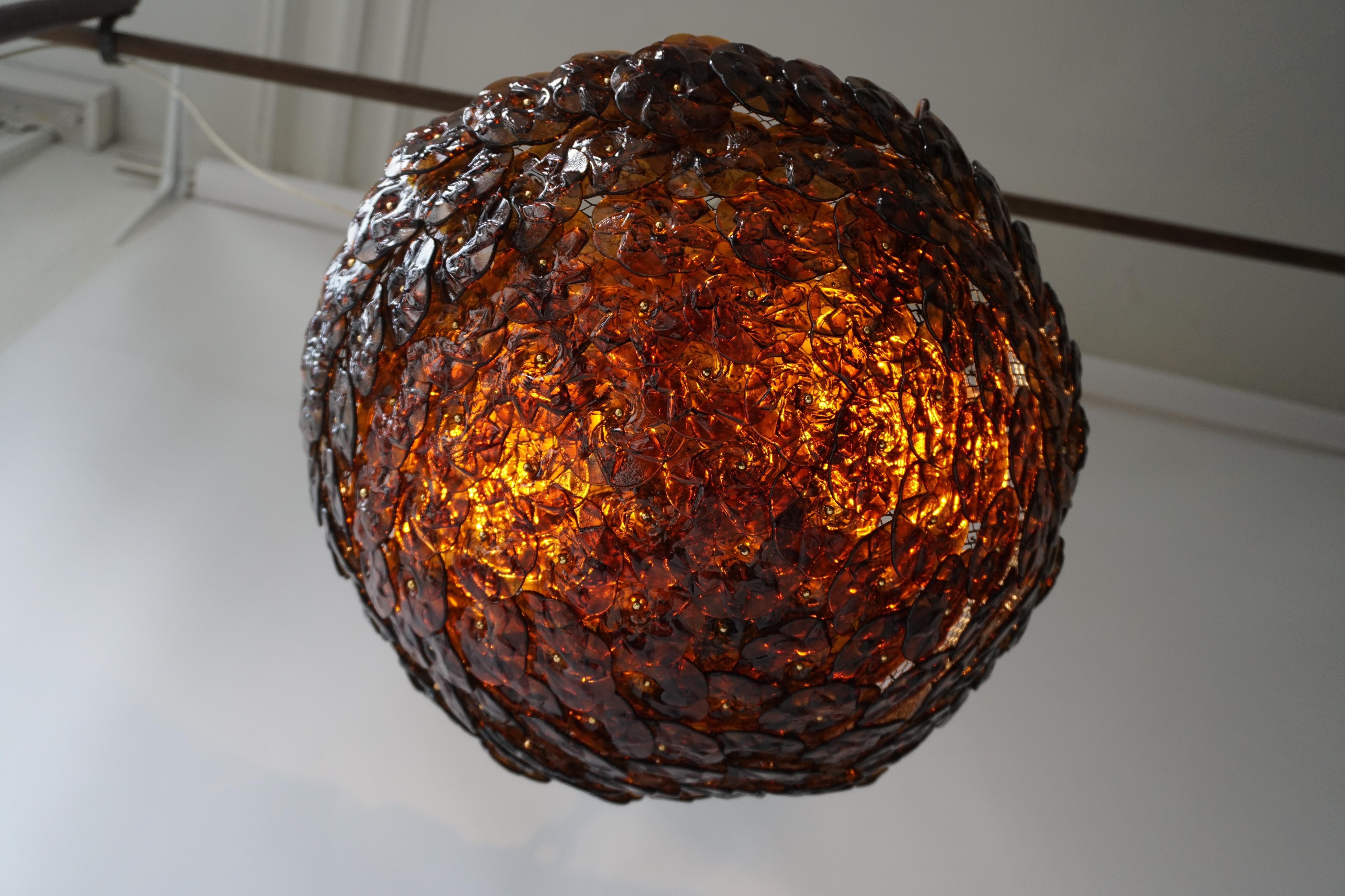 Murano Glass Flower Basket Flush Mount Wall Lamp by Barovier & Toso, 1960s In Good Condition For Sale In Antwerp, BE