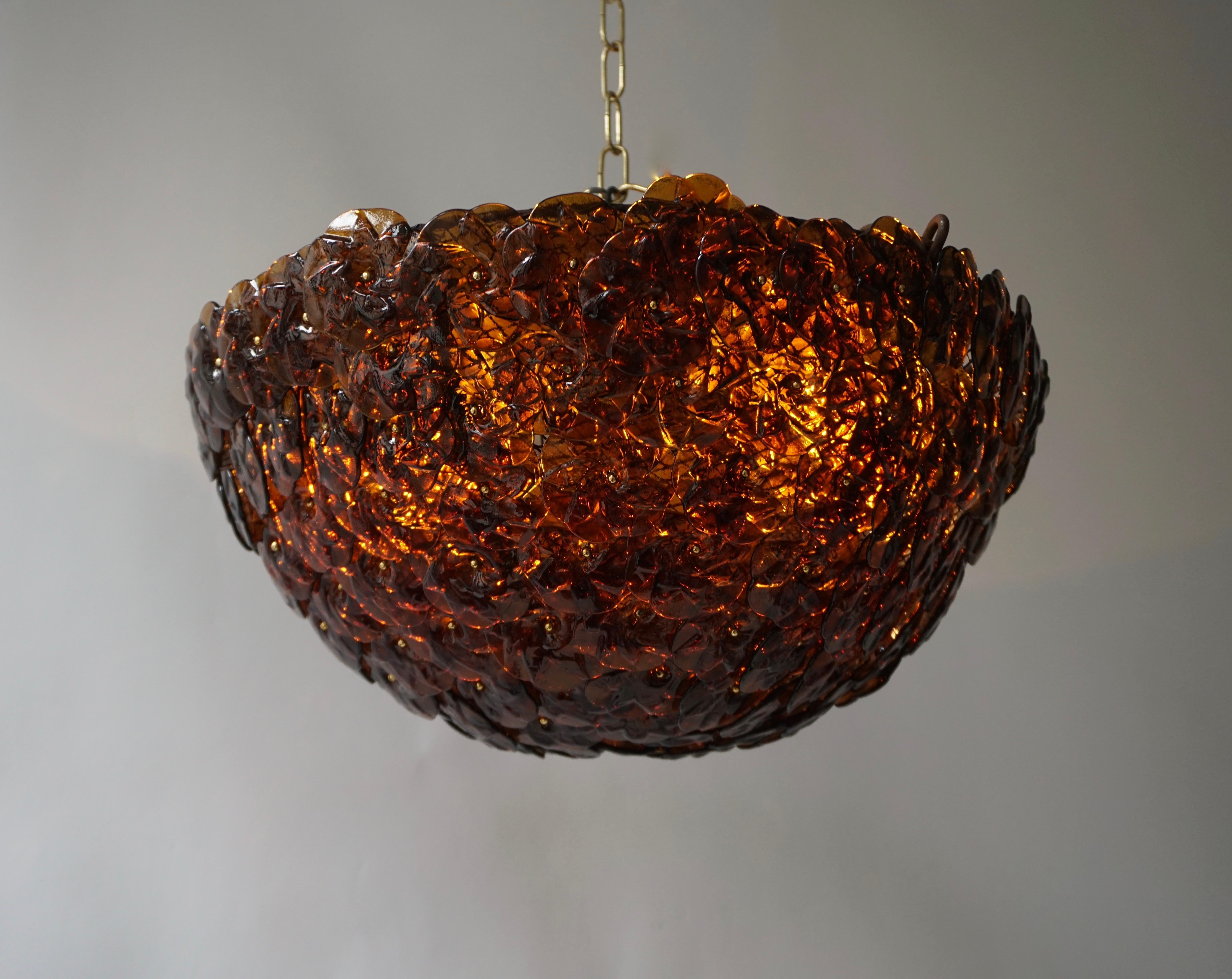 20th Century Murano Glass Flower Basket Flush Mount Wall Lamp by Barovier & Toso, 1960s For Sale