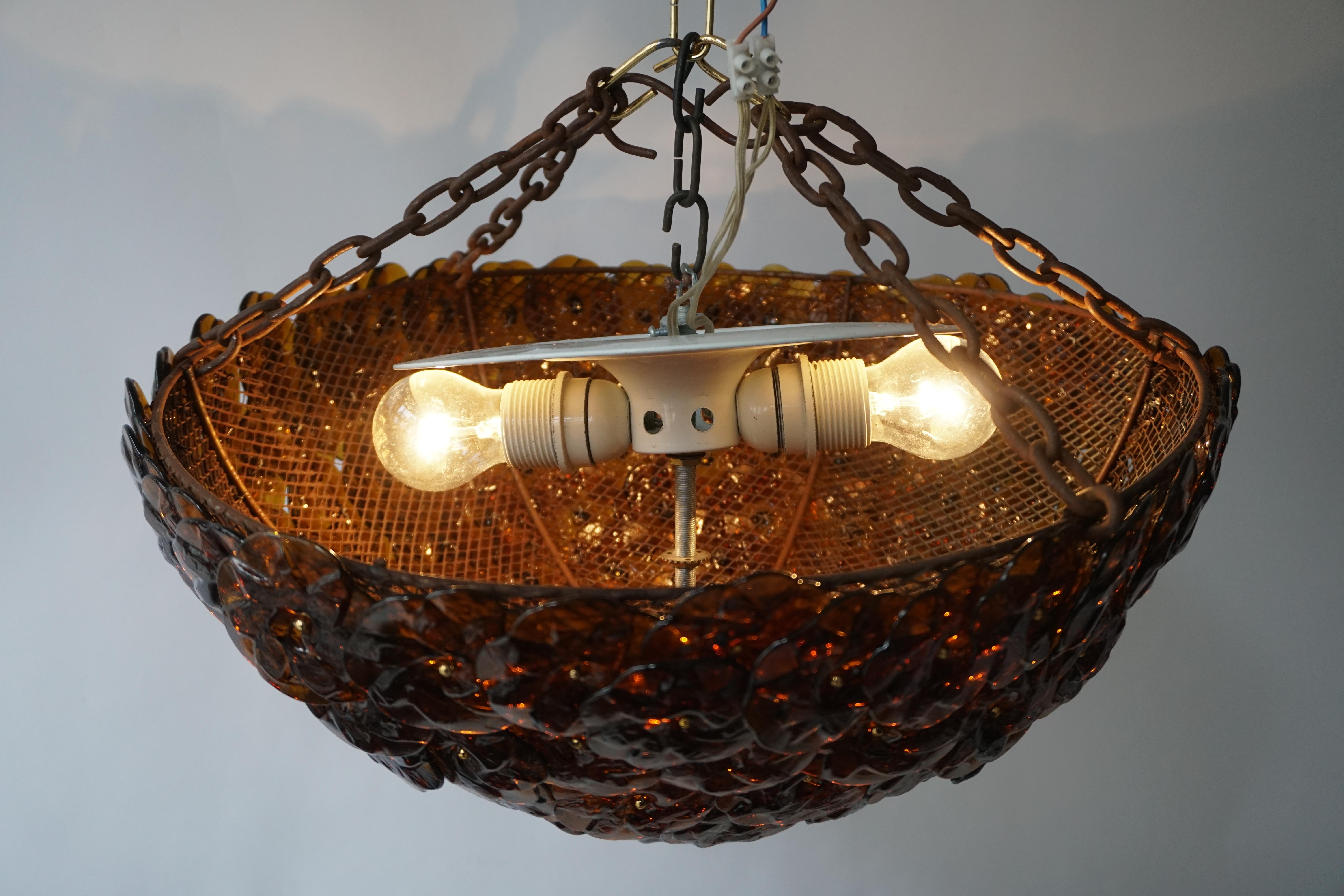 Lampe murale à encastrer en verre de Murano avec panier de fleurs:: Barovier & Toso:: années 1960 en vente 1