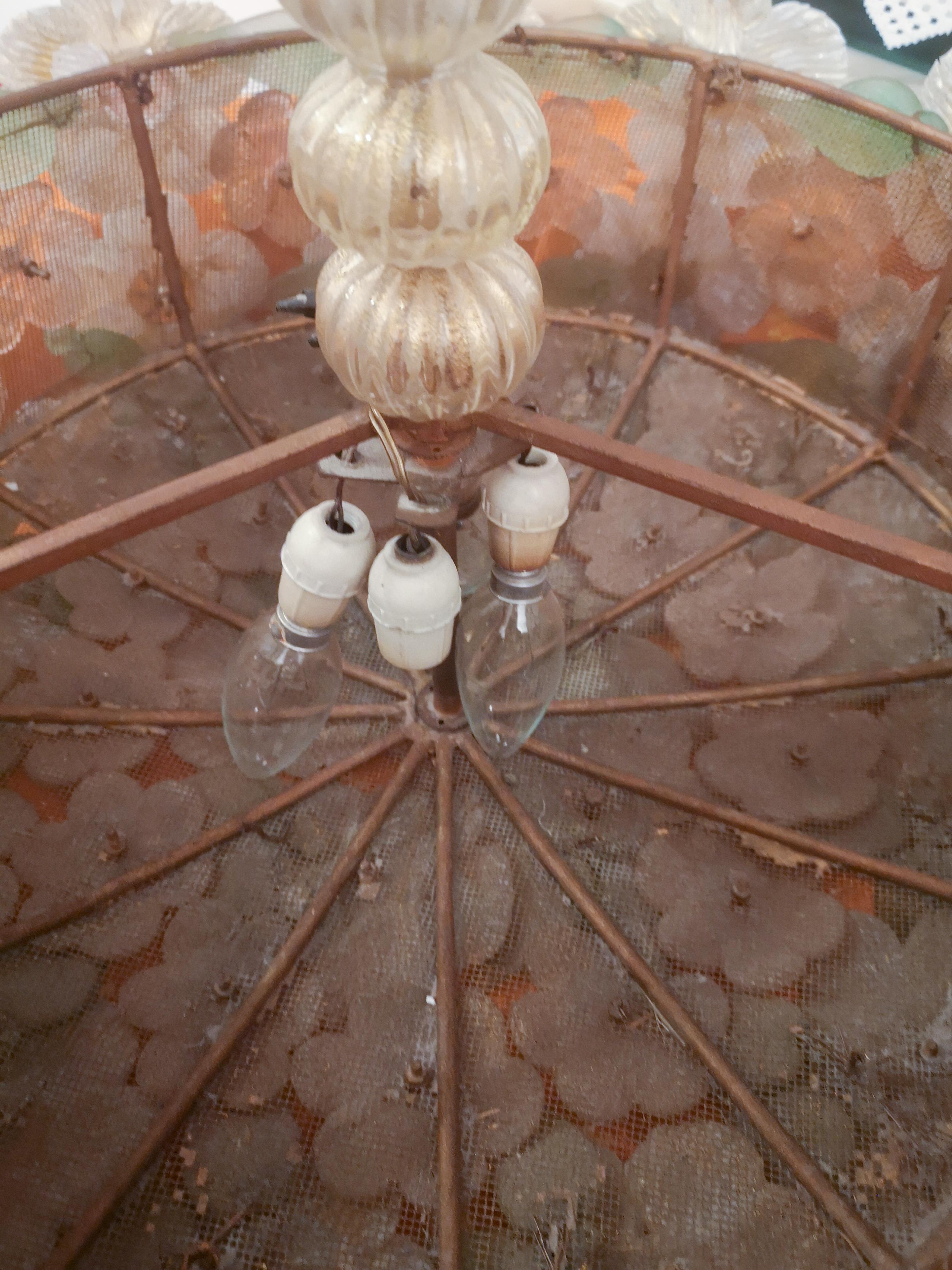 Murano Glass Flower Ceiling Lamp by Barovier & Toso, 1950s en vente 9