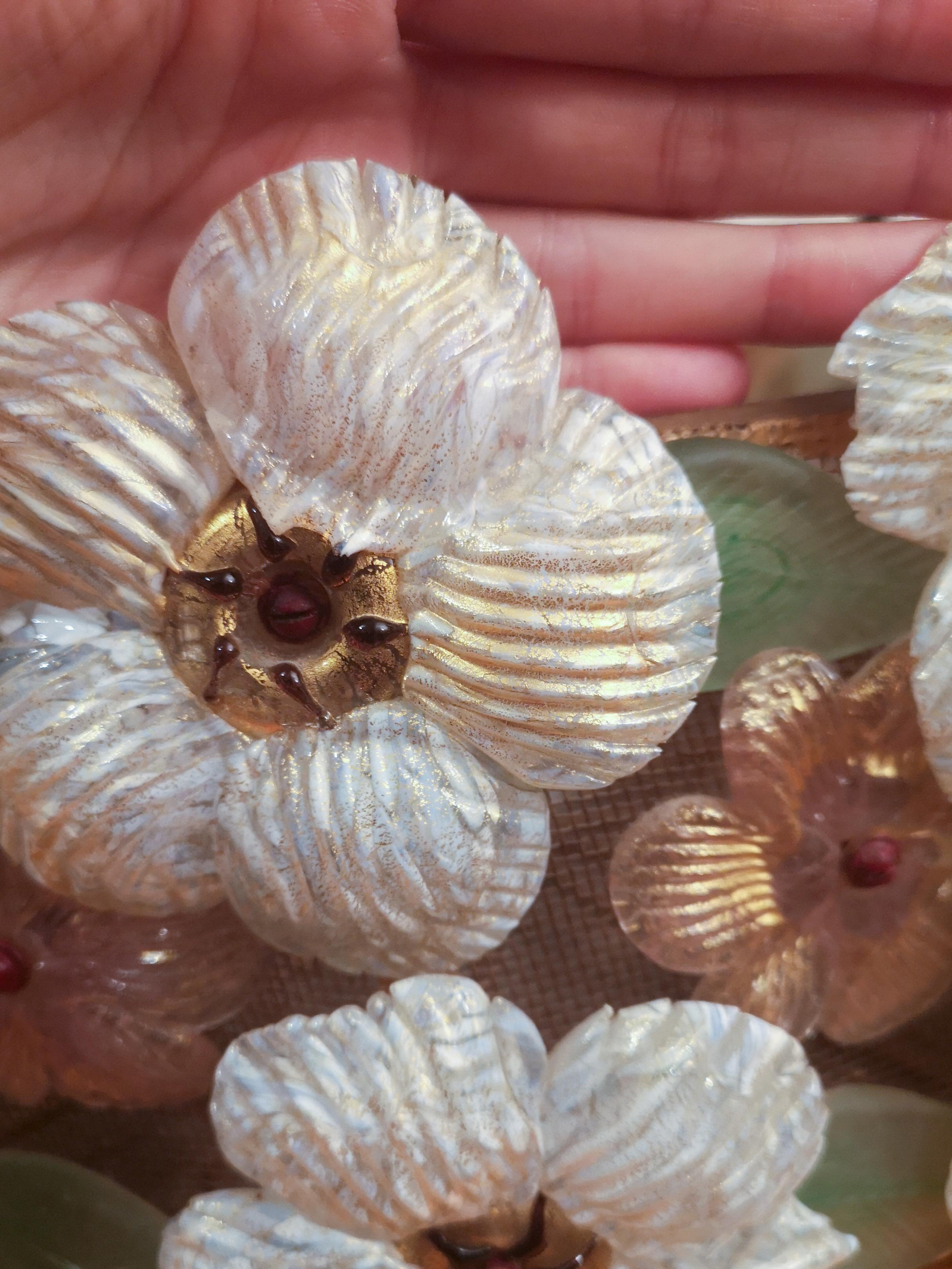 italien Murano Glass Flower Ceiling Lamp by Barovier & Toso, 1950s en vente