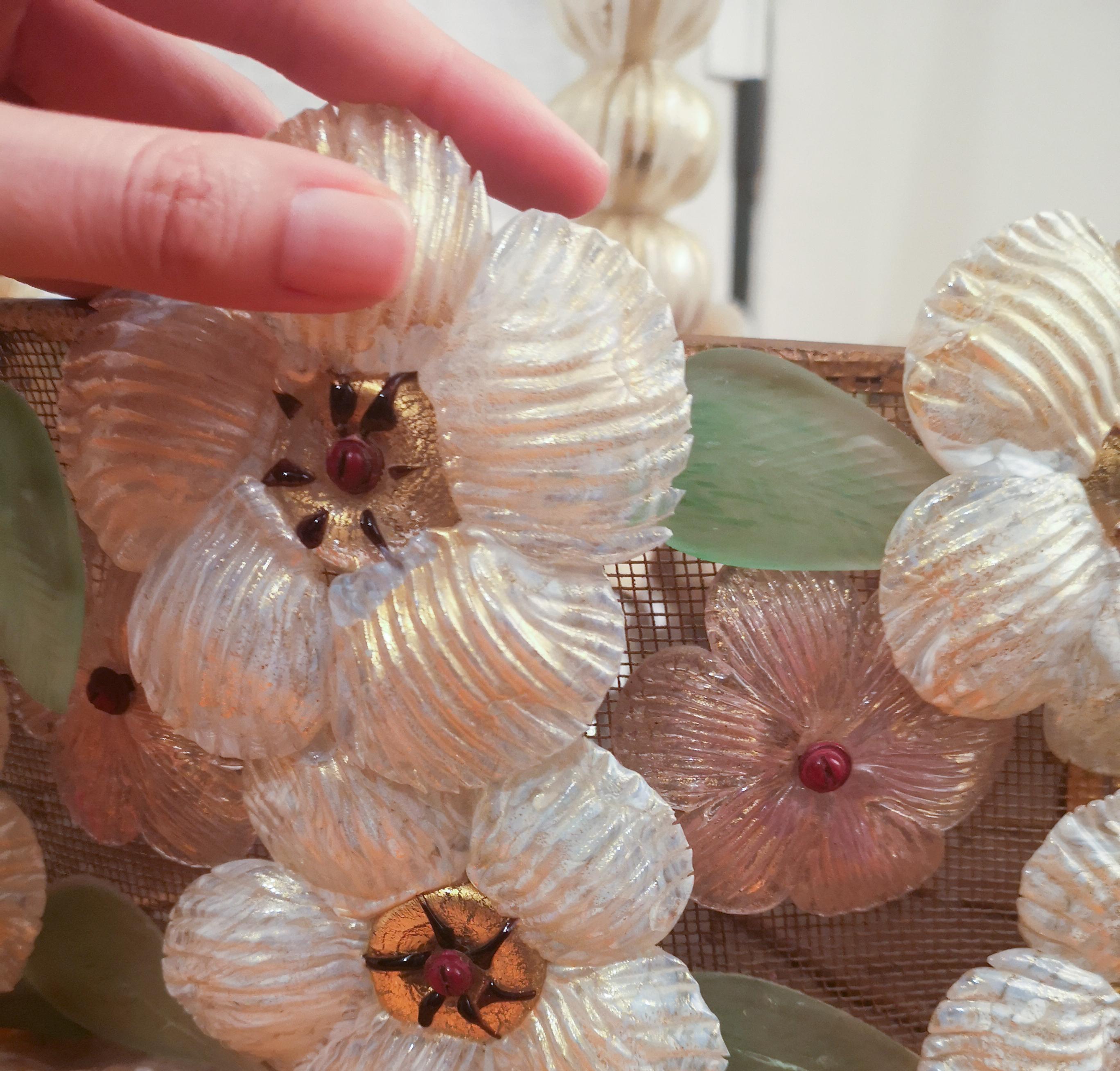 Métal Murano Glass Flower Ceiling Lamp by Barovier & Toso, 1950s en vente