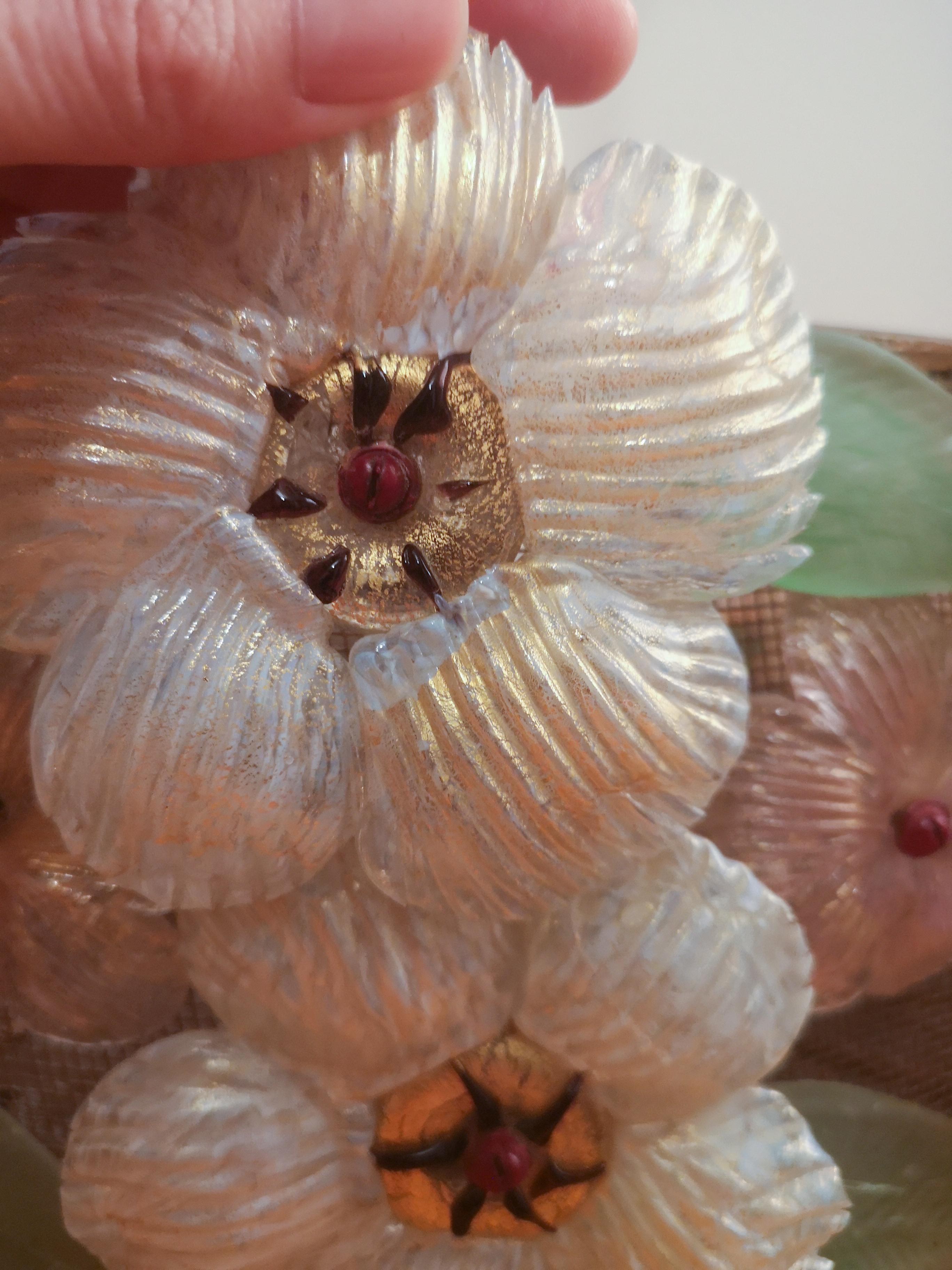 Murano Glass Flower Ceiling Lamp by Barovier & Toso, 1950s en vente 1