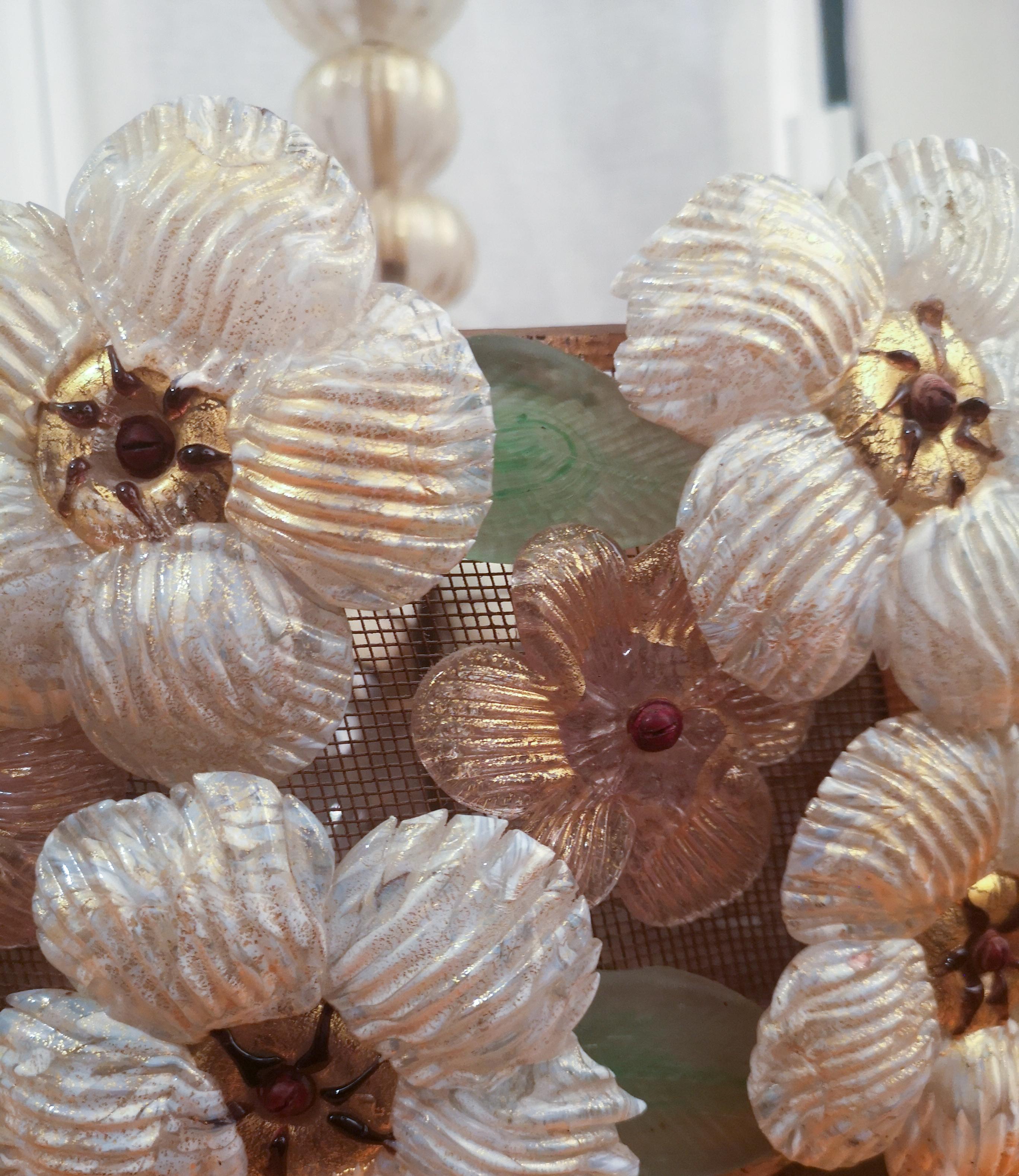 Murano Glass Flower Ceiling Lamp by Barovier & Toso, 1950s en vente 2