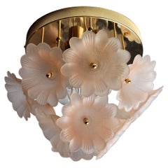Murano Glass Flower Ceiling Lamp from Mazzega, Italy, 1970s