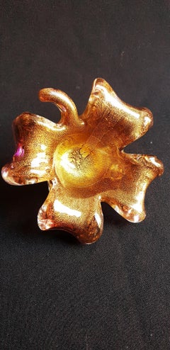 Murano Glass Flower Centerpiece with Gold Leaf by Alfredo Barbini