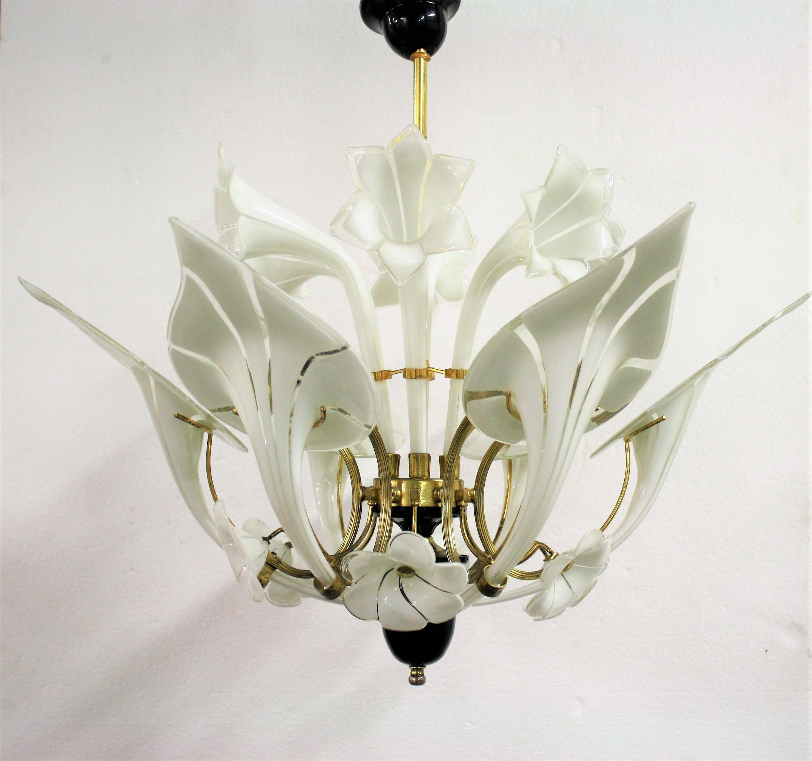 Murano Glass Flower Chandelier, 1960s 3