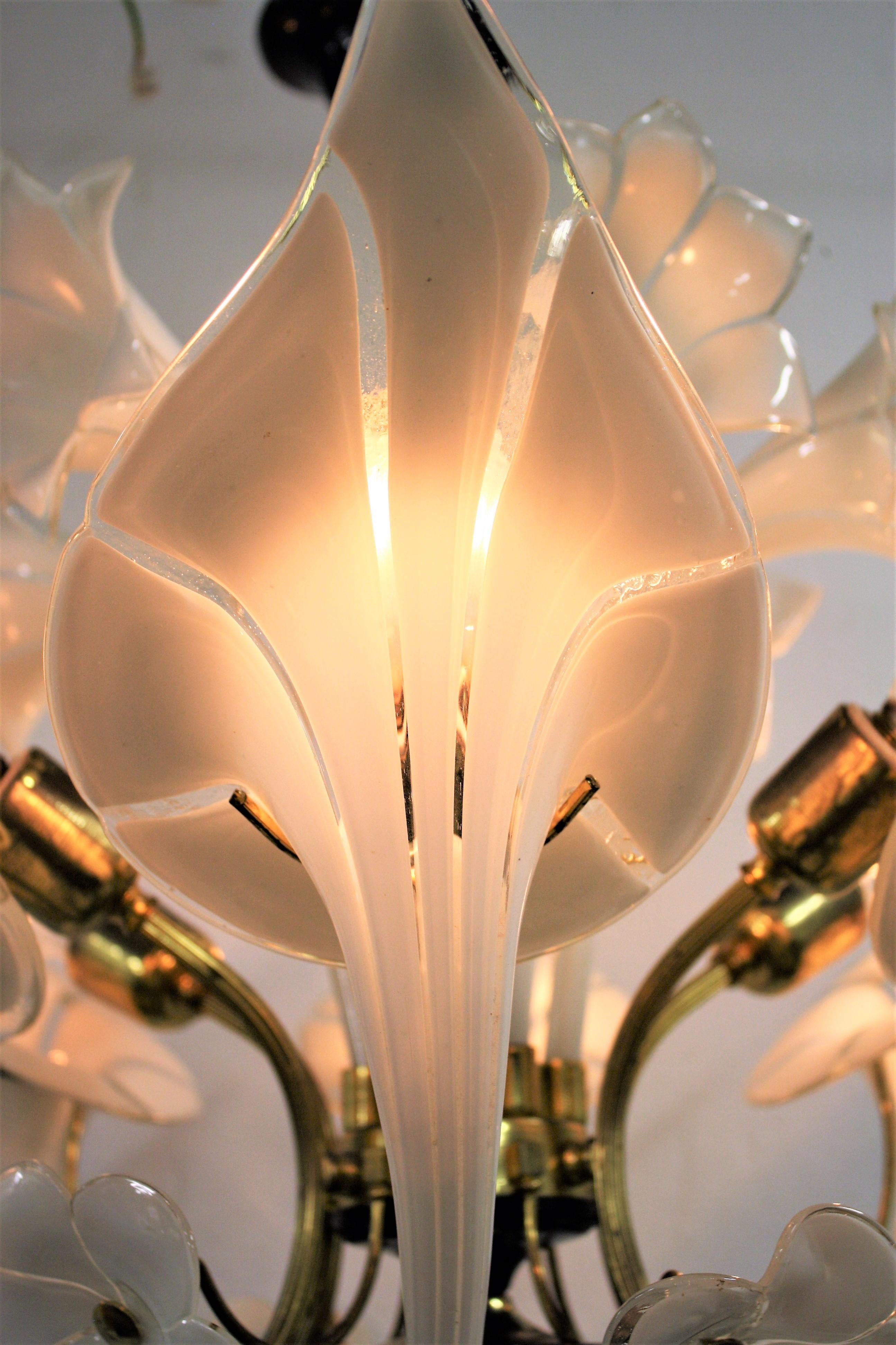 Mid-Century Modern Murano Glass Flower Chandelier, 1960s