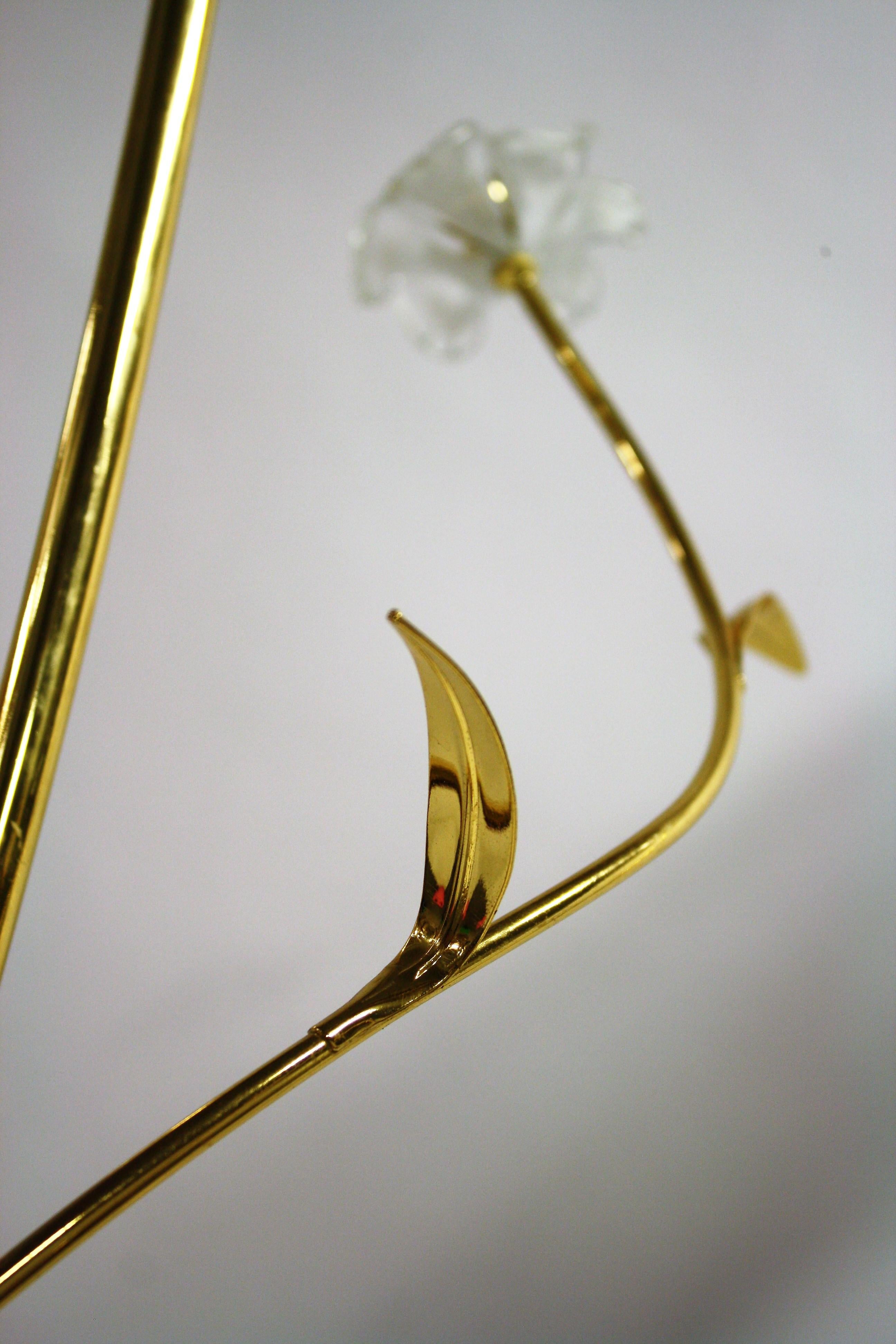 Muranoglas-Blumen-Stehlampe:: 1980er Jahre (Messing)
