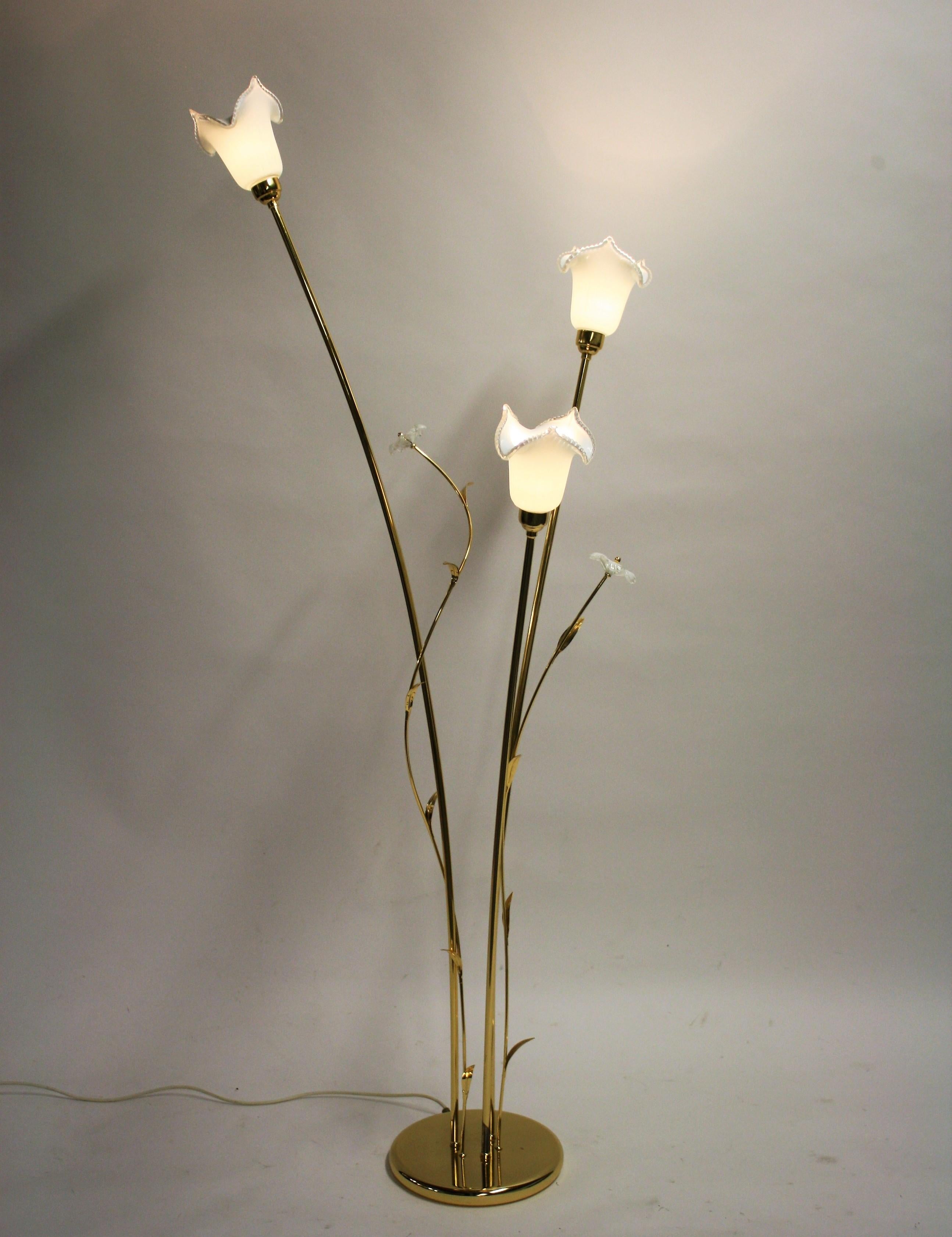 Muranoglas-Blumen-Stehlampe:: 1980er Jahre 2