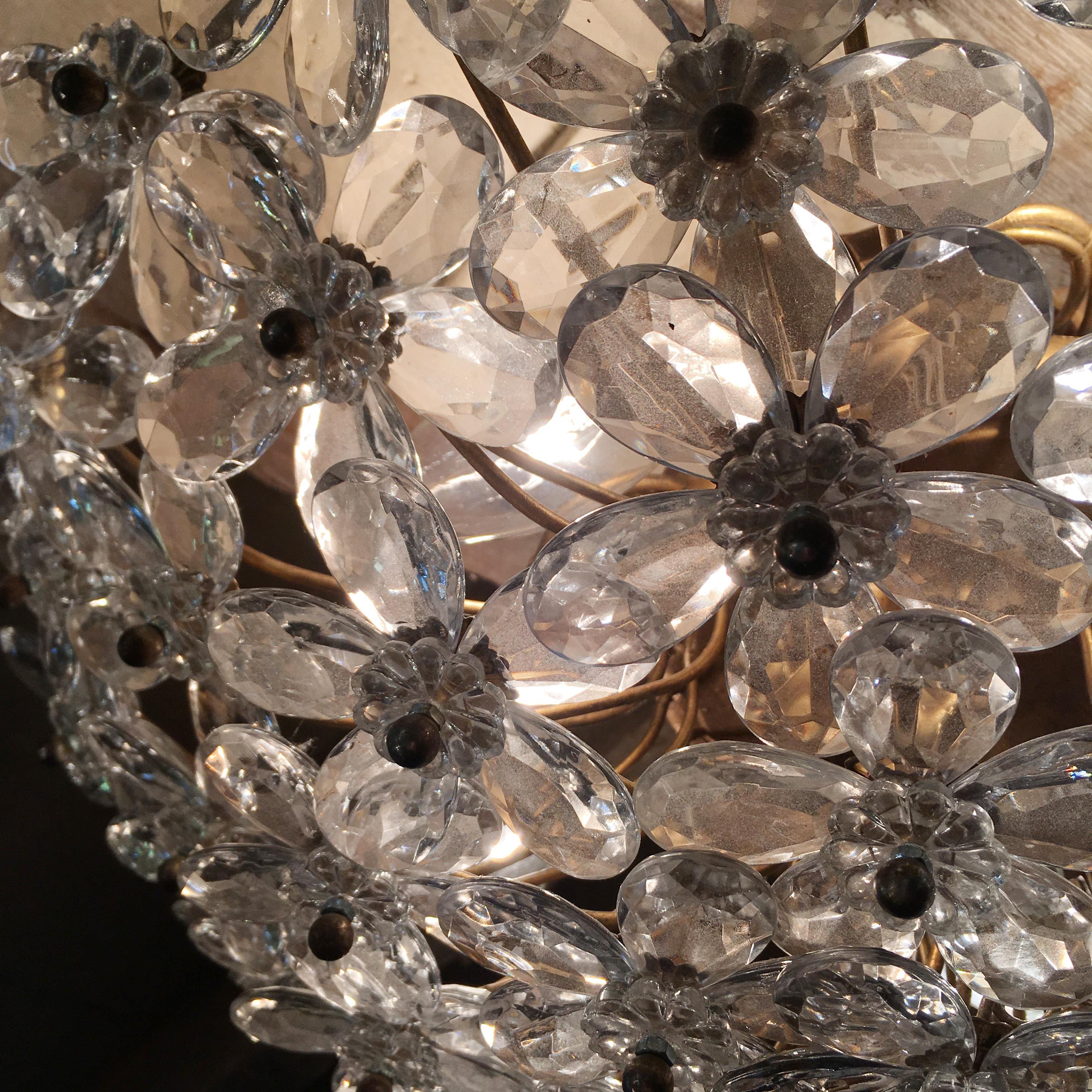 Hand-Crafted Murano Glass Flower Flush Light, 1960s, Italy