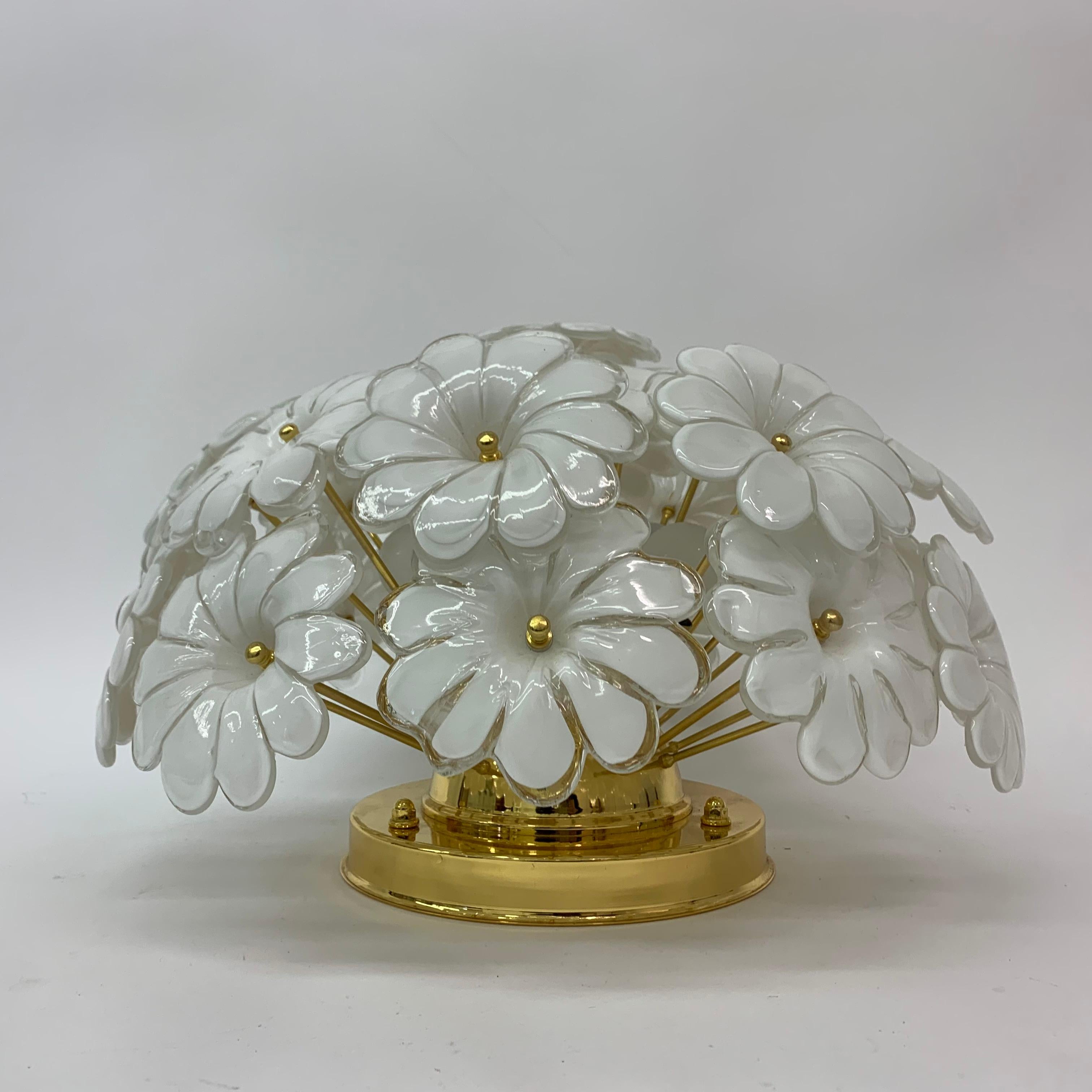 Murano Glass Flower Italian Ceiling Lamp, 1970s For Sale 4