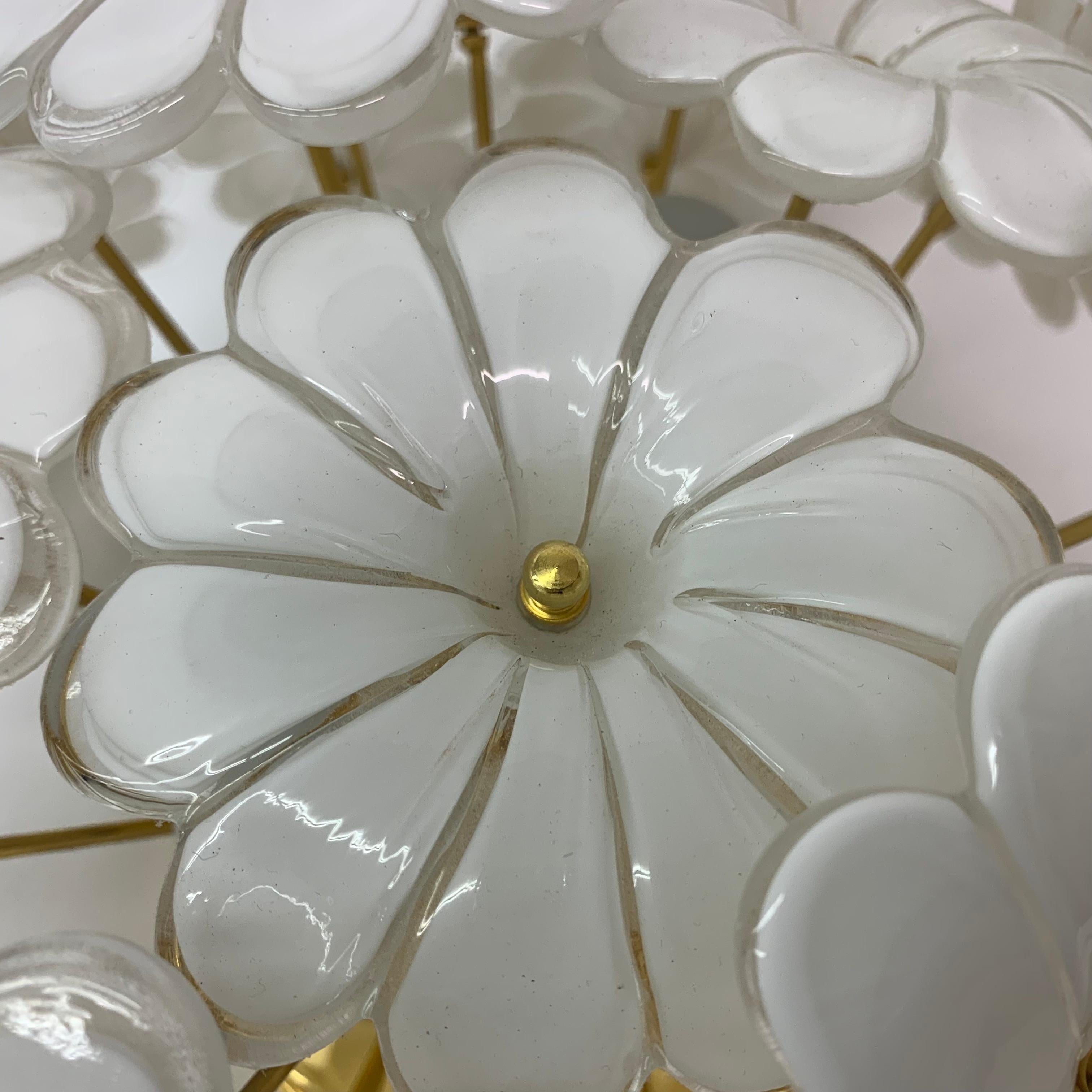 Murano Glass Flower Italian Ceiling Lamp, 1970s For Sale 12
