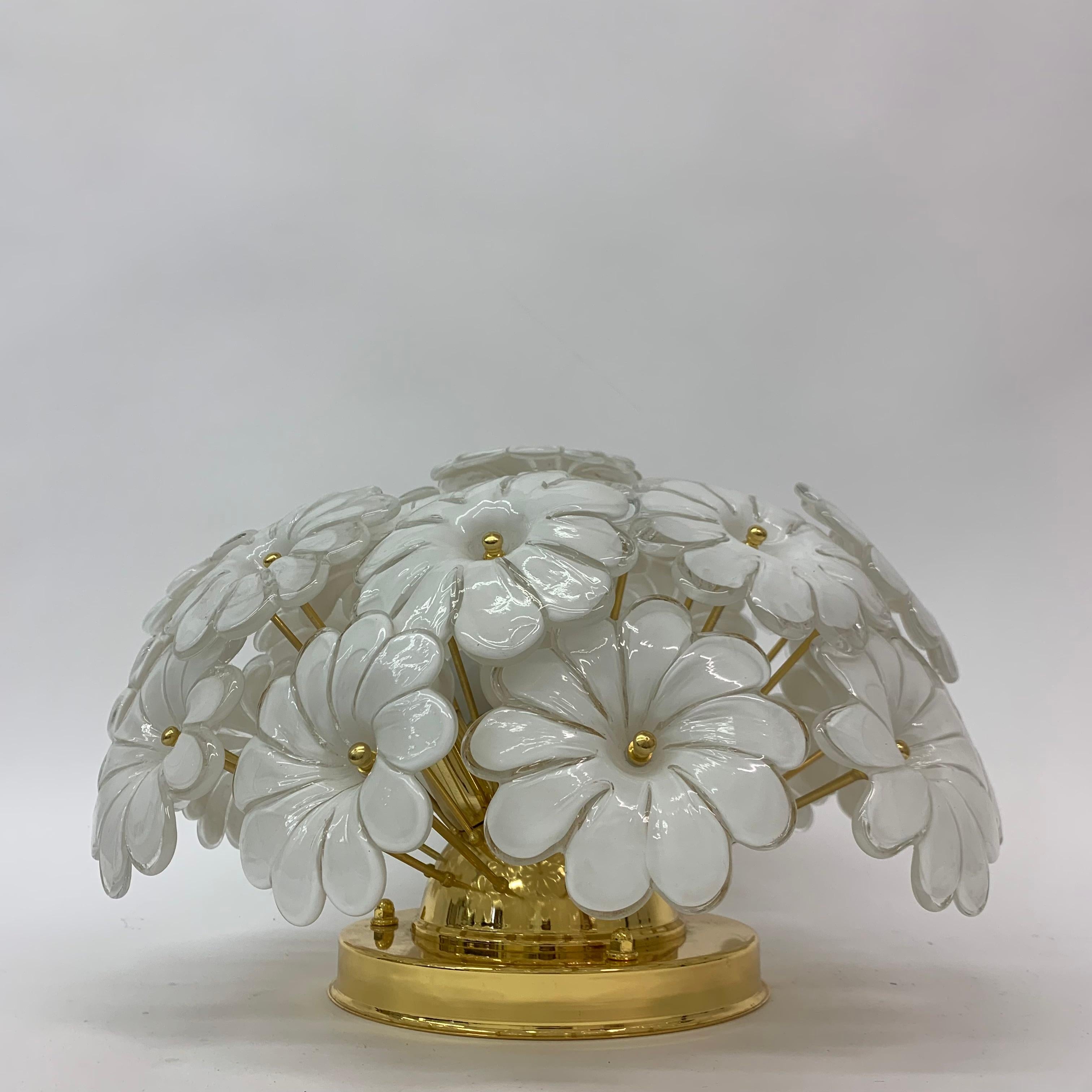 Late 20th Century Murano Glass Flower Italian Ceiling Lamp, 1970s For Sale