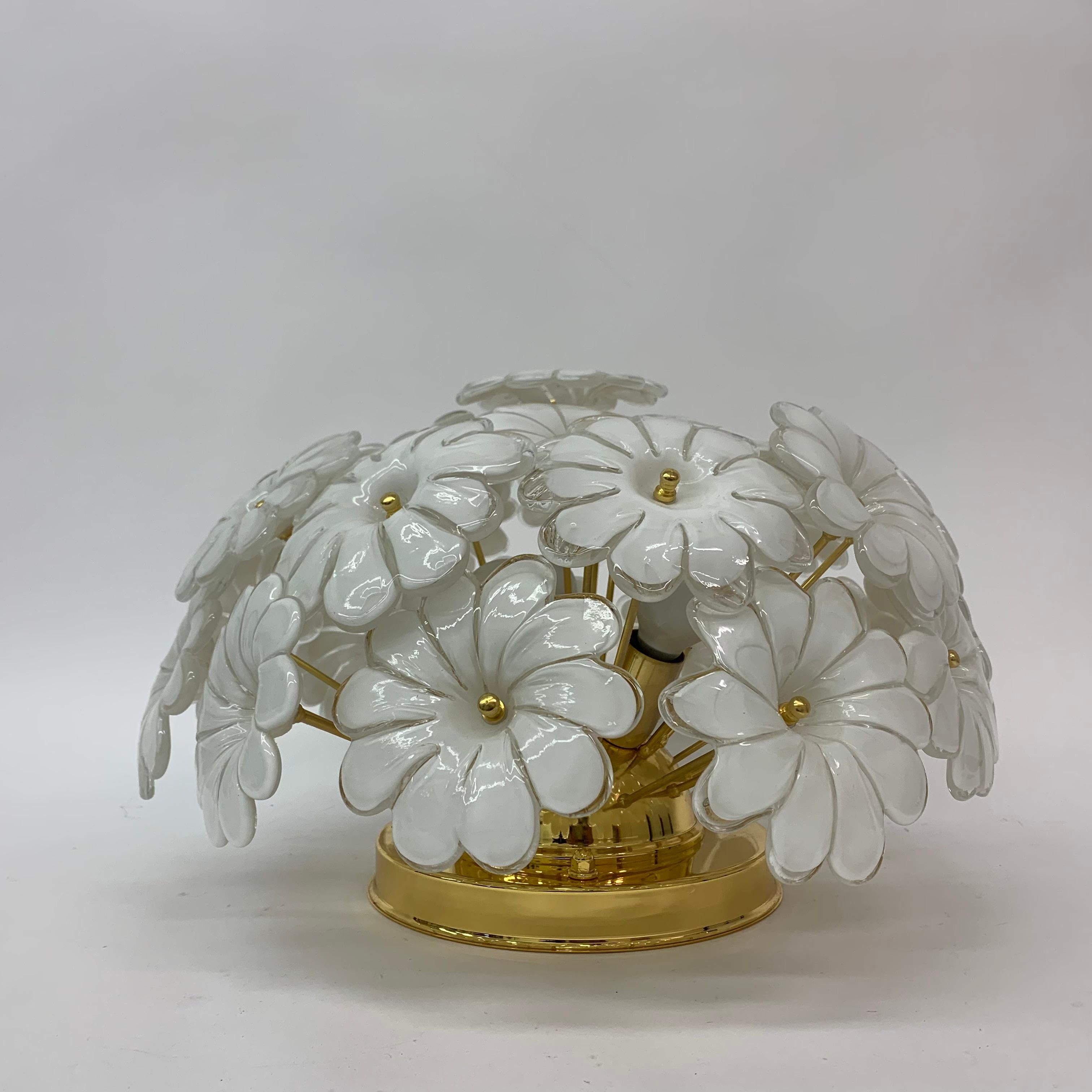 Murano Glass Flower Italian Ceiling Lamp, 1970s For Sale 1