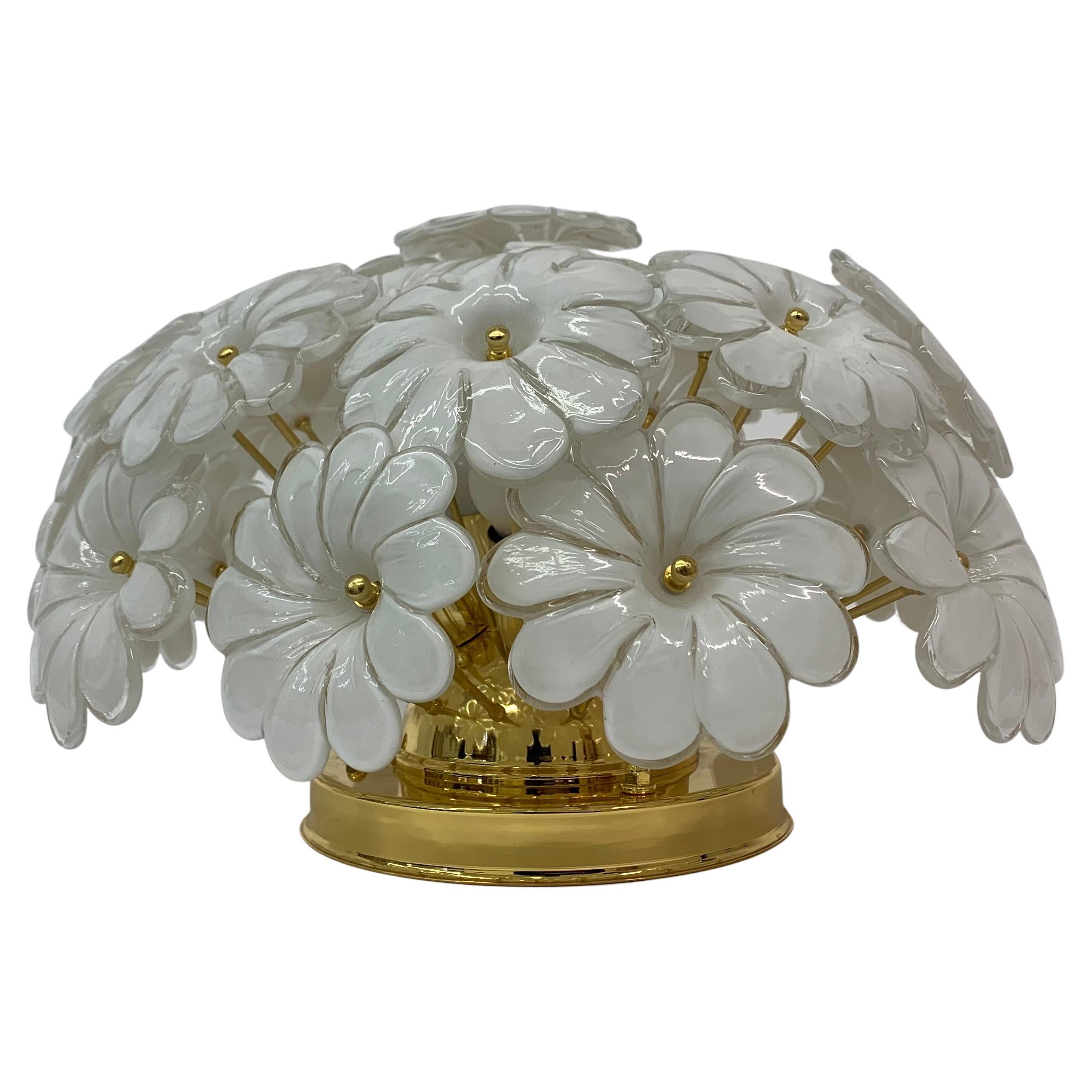 Murano Glass Flower Italian Ceiling Lamp, 1970s For Sale