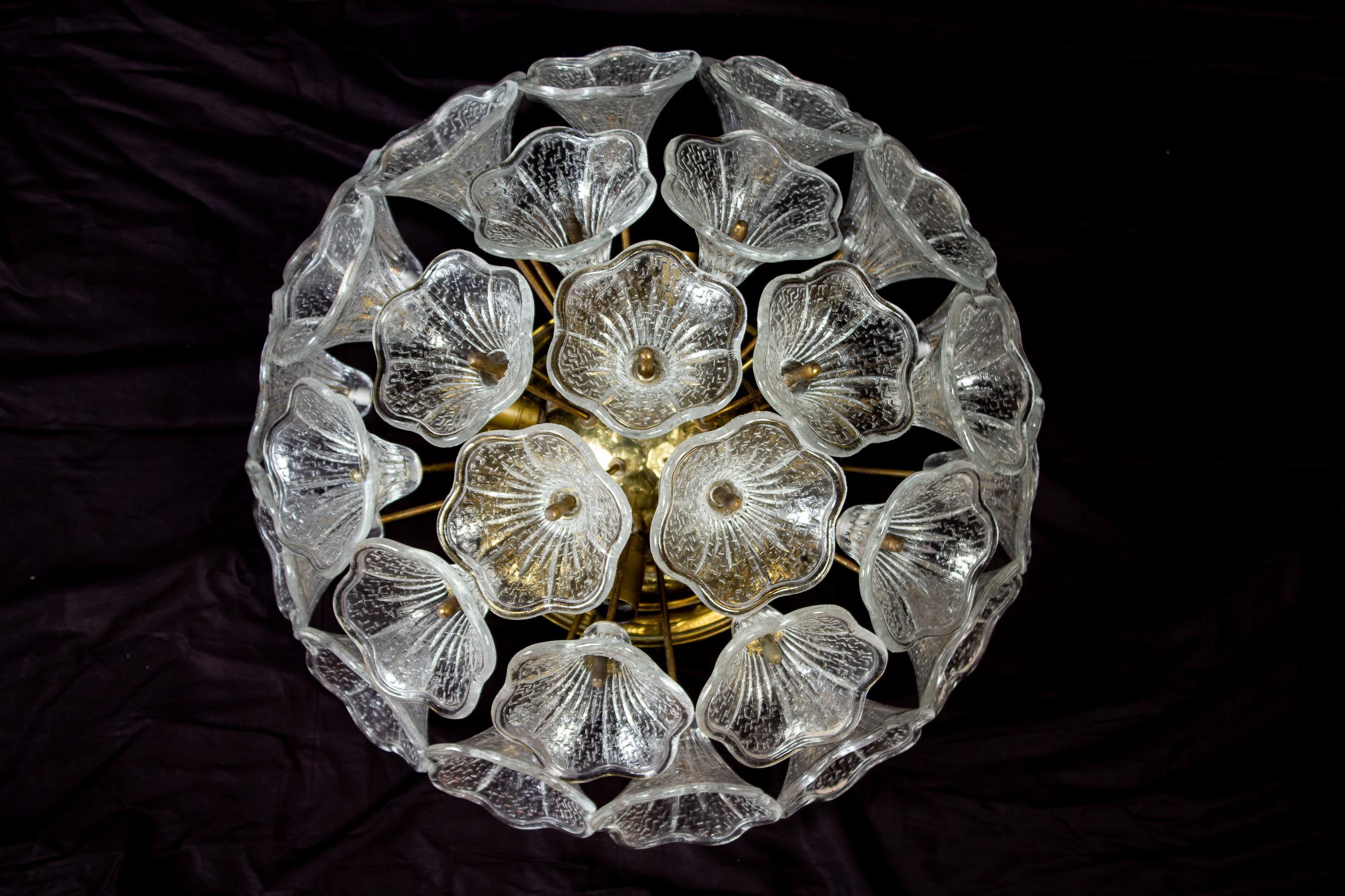Italian Murano Glass Flower Sputnik Chandelier  by Venini for VeArt, Italy, 1960s For Sale