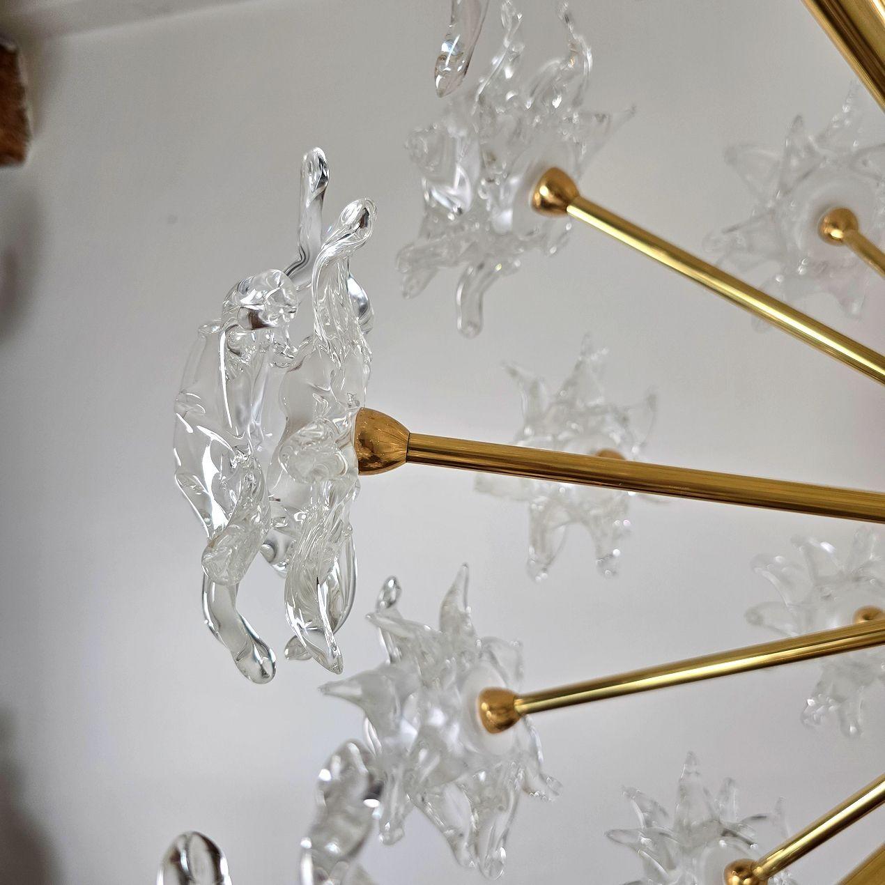 Lampadario Sputnik a fiore in vetro di Murano in vendita 6