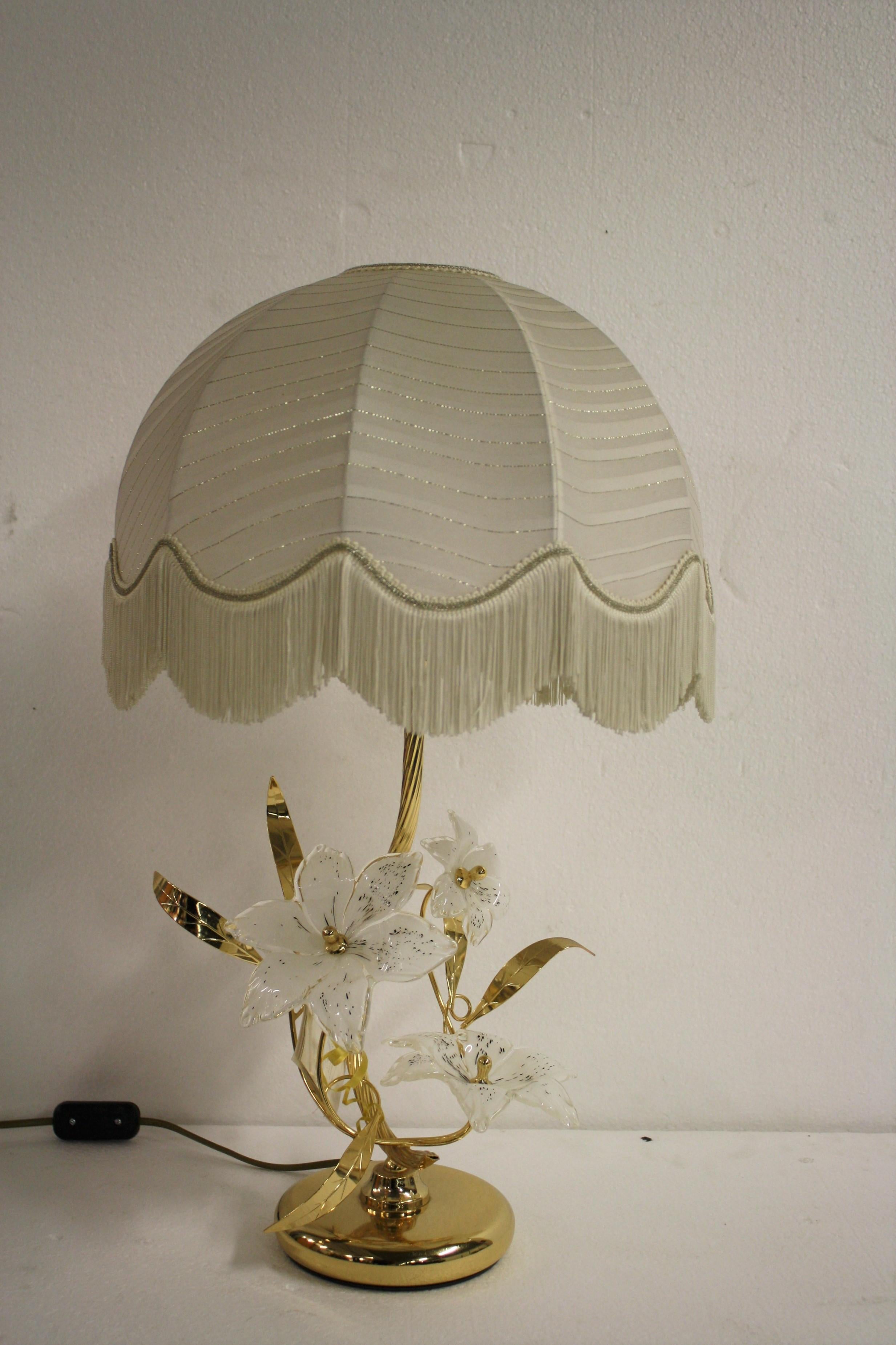 Murano Glass Flower Table Lamp, 1970s 3