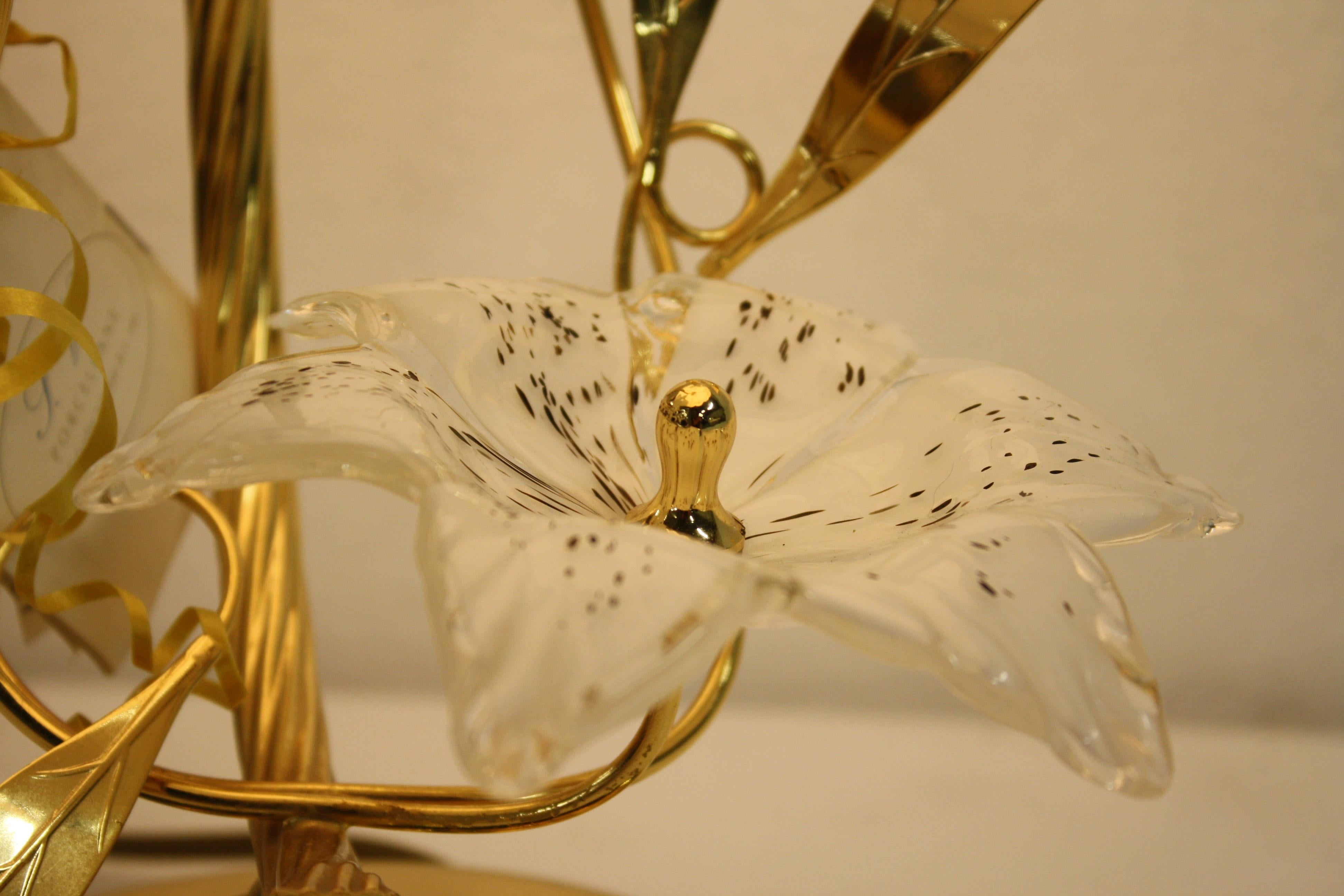 Murano Glass Flower Table Lamp, 1970s In Good Condition In HEVERLEE, BE