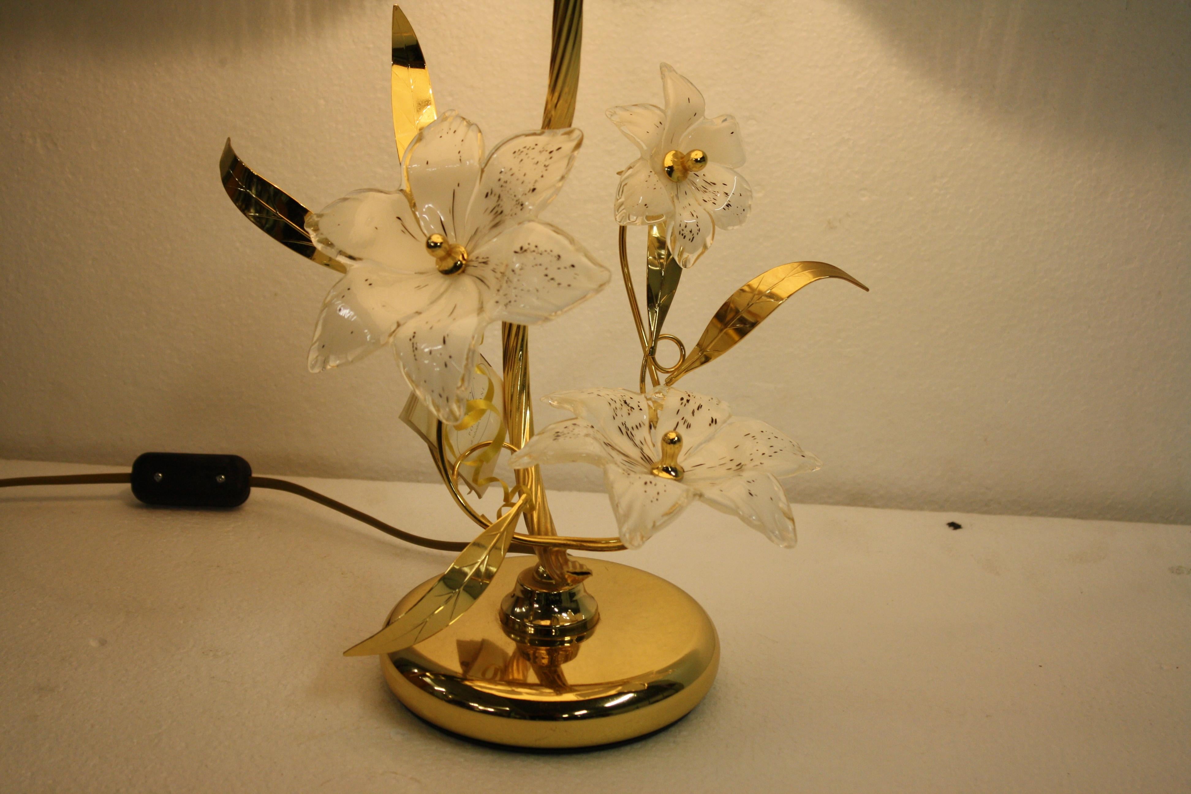Late 20th Century Murano Glass Flower Table Lamp, 1970s