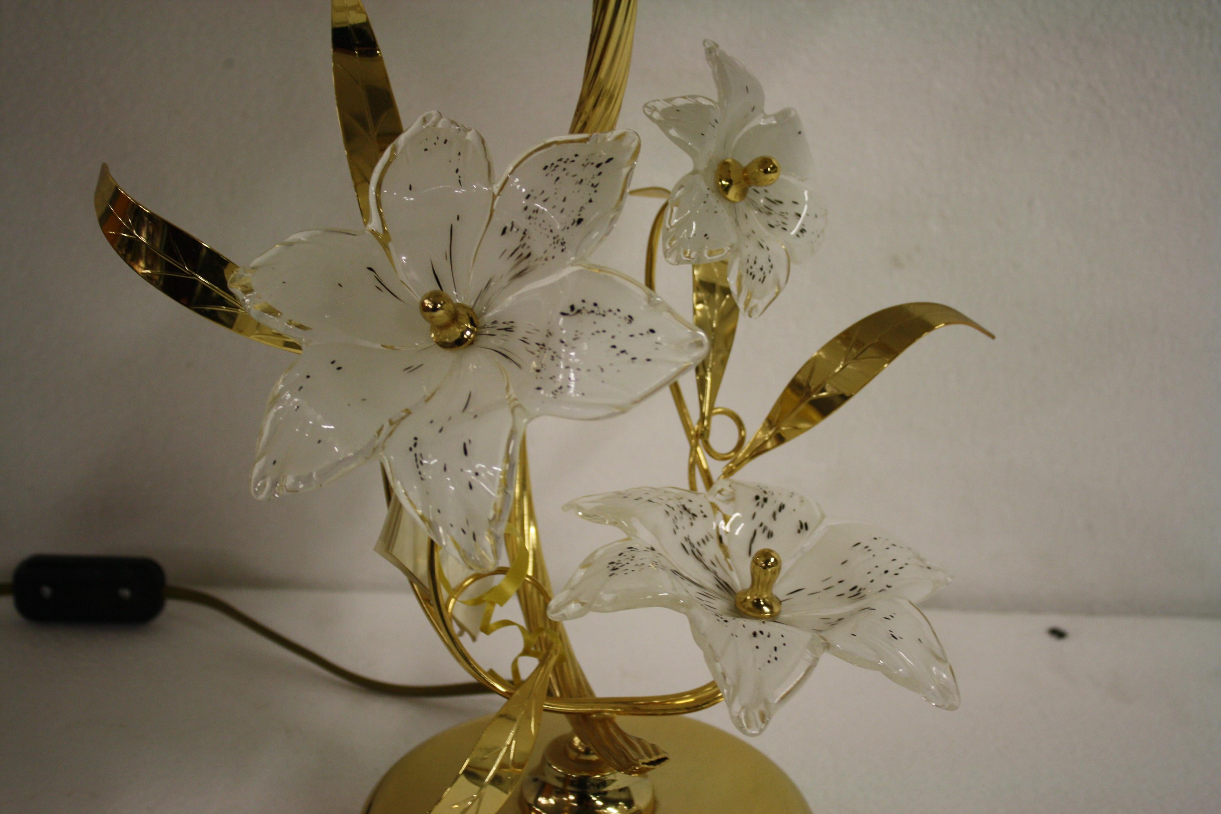 Murano Glass Flower Table Lamp, 1970s 2