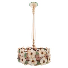 Murano Glass Flowers Ceiling Lamp Chandelier by Barovier 
Toso, 1950s