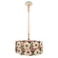 Murano Glass Flowers Ceiling Lamp Chandelier by Barovier & Toso, 1950s